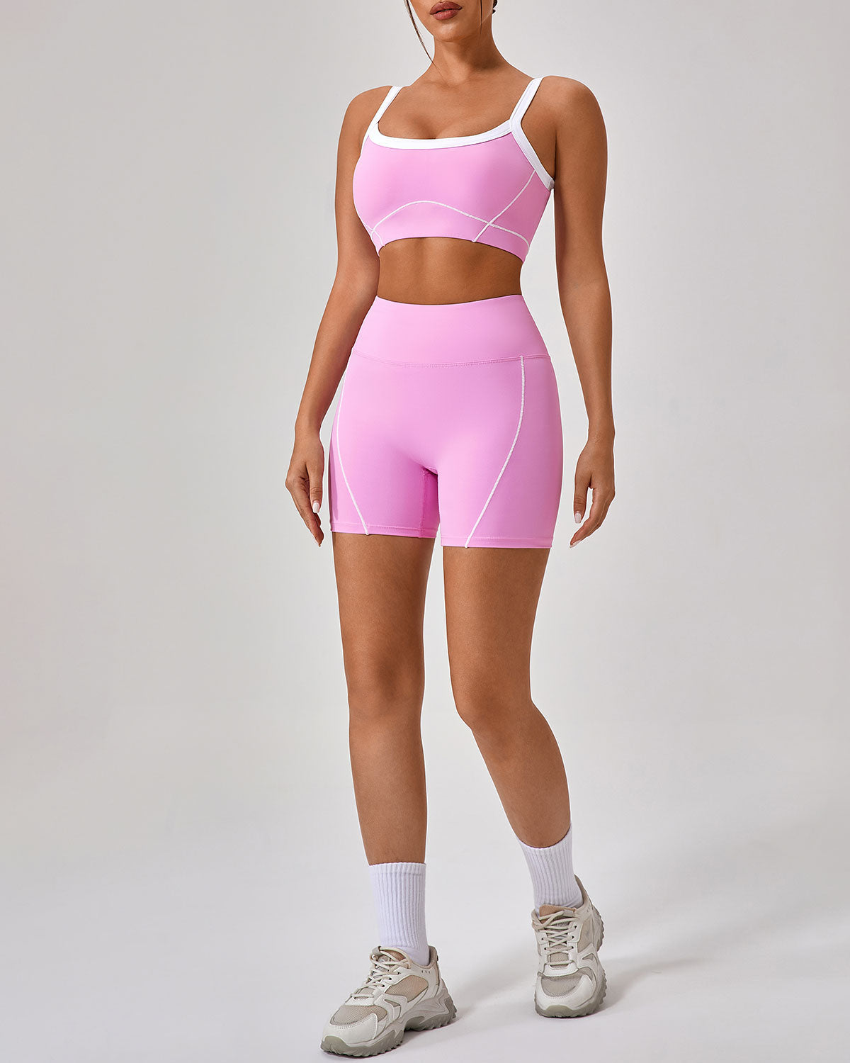 Pembe Yüksek Esnek Yoga Pantolonu