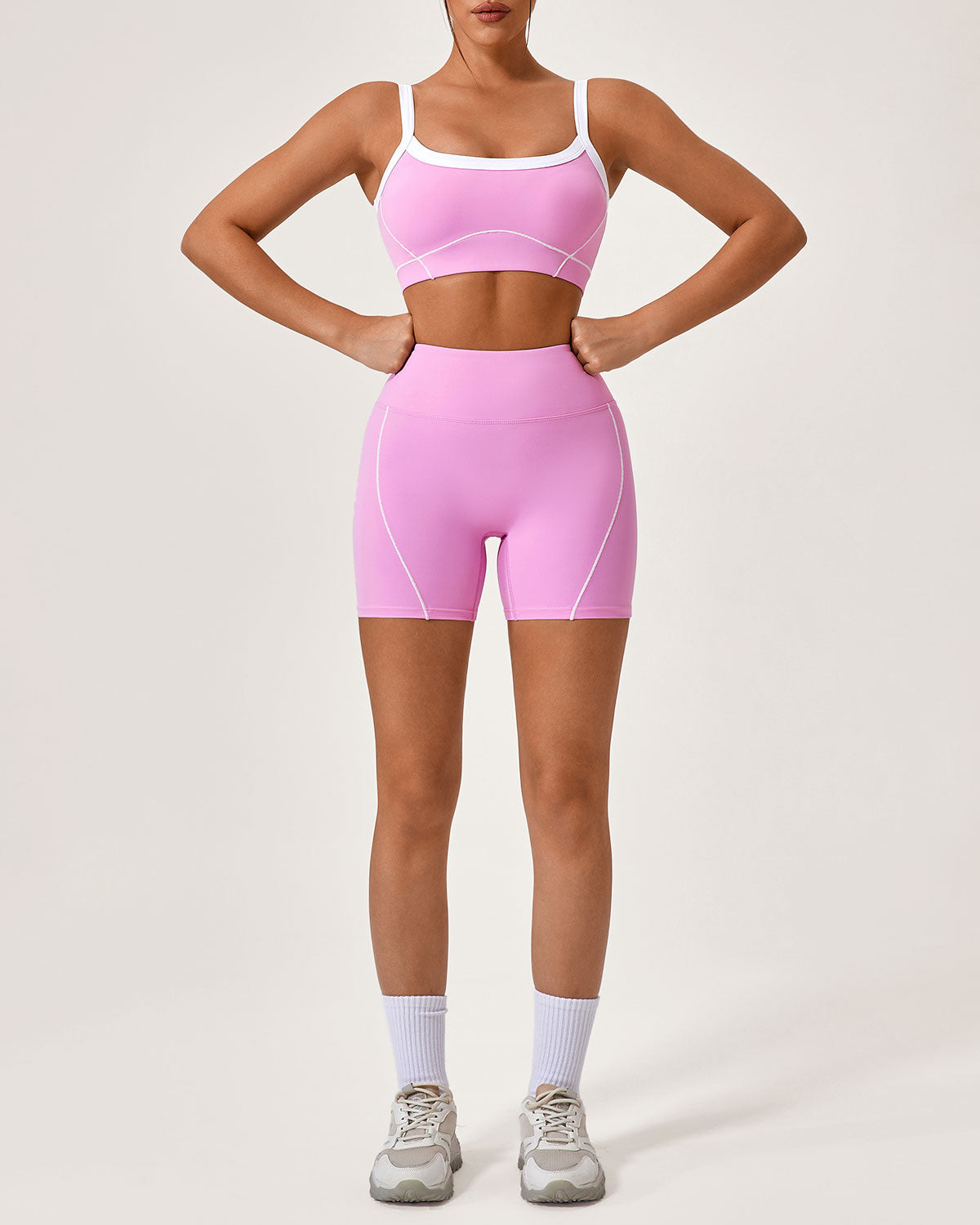 Pembe Kontrastlı Yoga Atleti