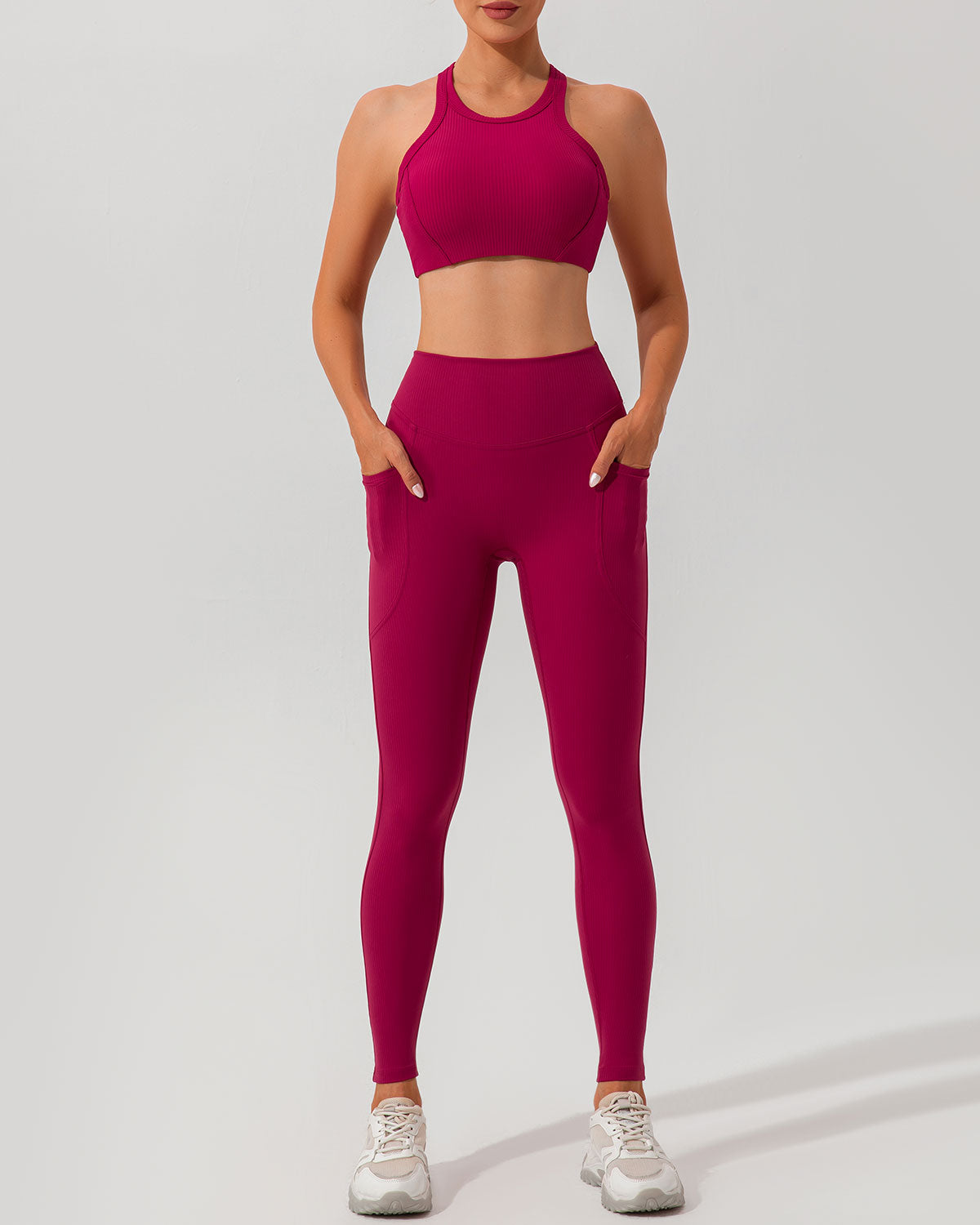 Kırmızı Hızlı Kuruyan Yüksek Belli Yoga Taytı