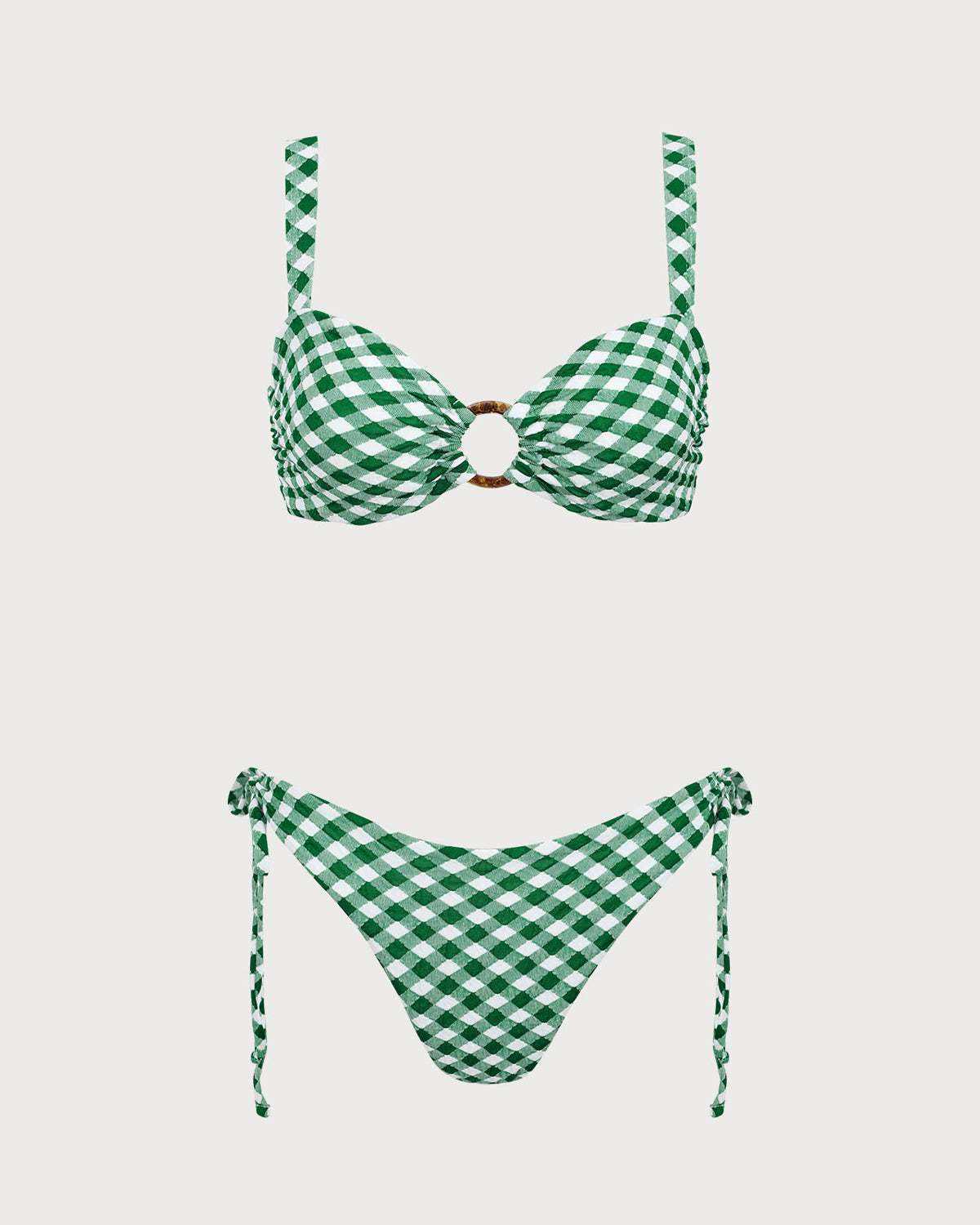 Yeşil Ekose O-Ring Bikini Takımı