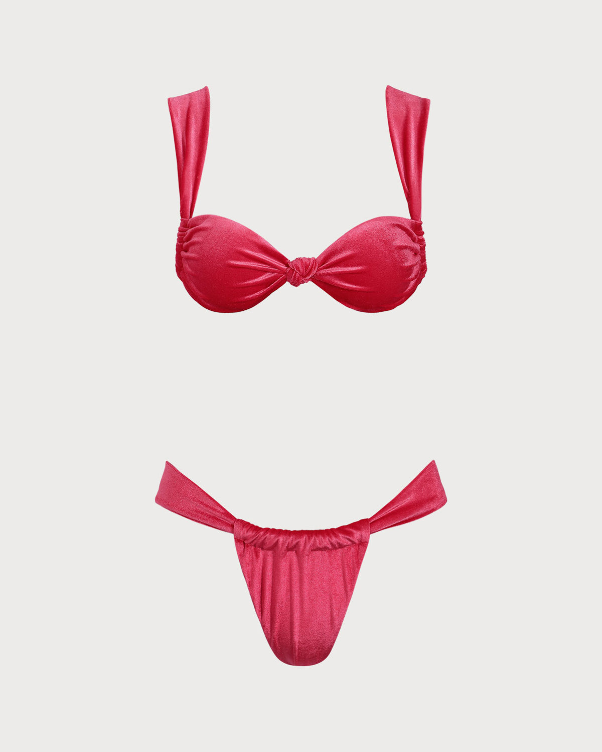 Pembe Kadife Twist Bikini Takımı