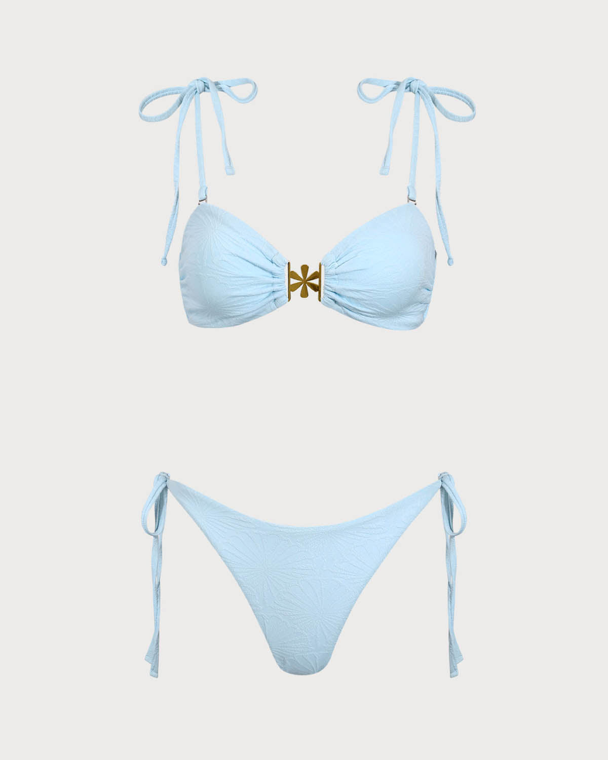 Mavi Dokulu Bağcıklı Bikini Takımı