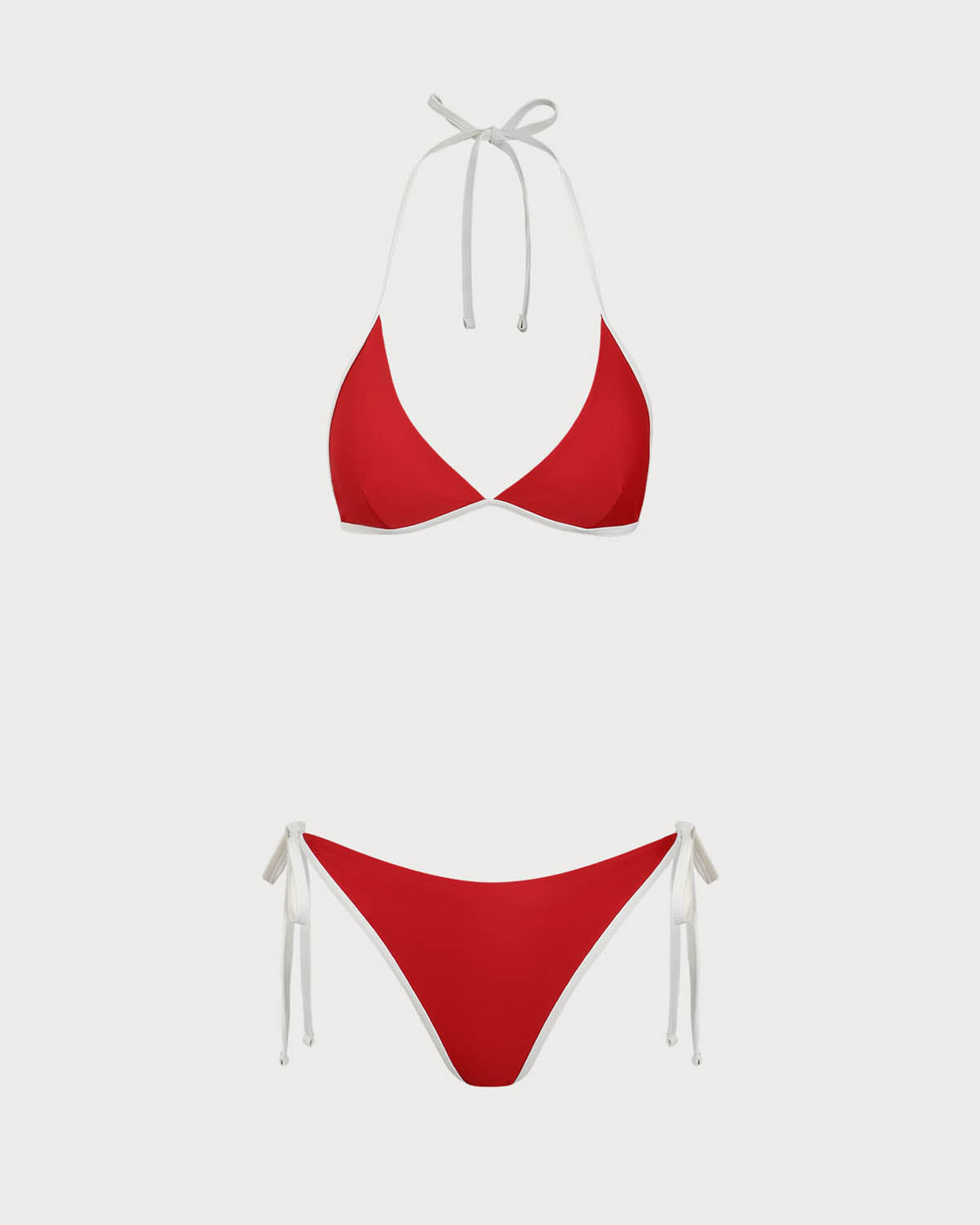 Kırmızı Kontrast Askılı Üçgen Bikini Takımı
