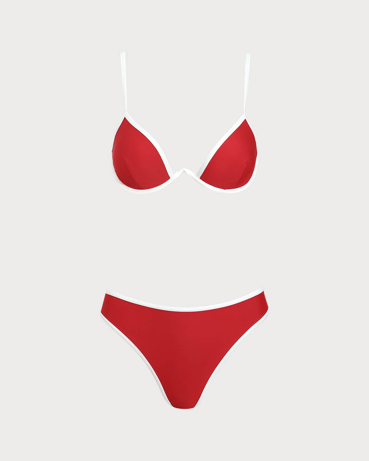 Kırmızı Kontrast Balenli Bikini Takımı