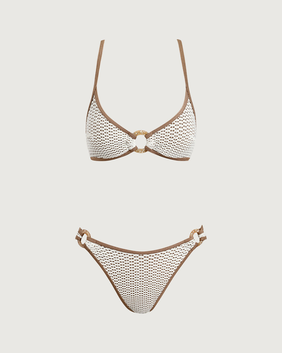 Kahverengi Kontrast O-Ring Bikini Takımı
