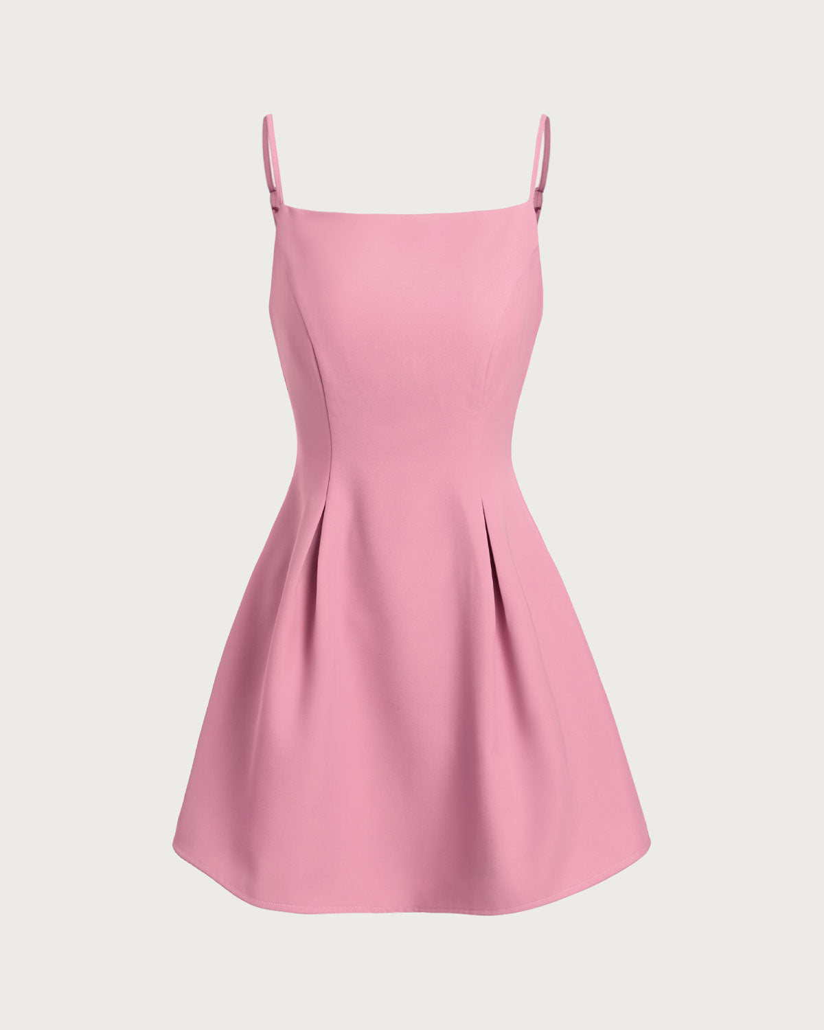 Pembe Kare Yakalı Mini Elbise