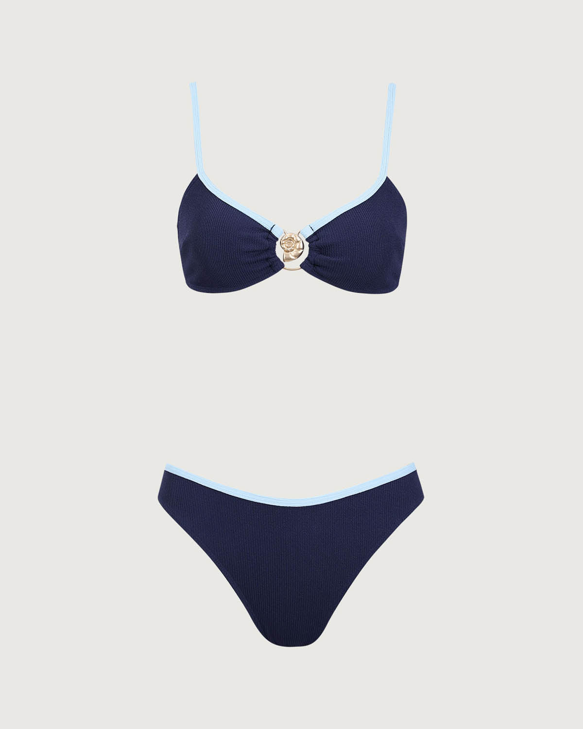 Mavi Kontrast Dokulu Bikini Takımı
