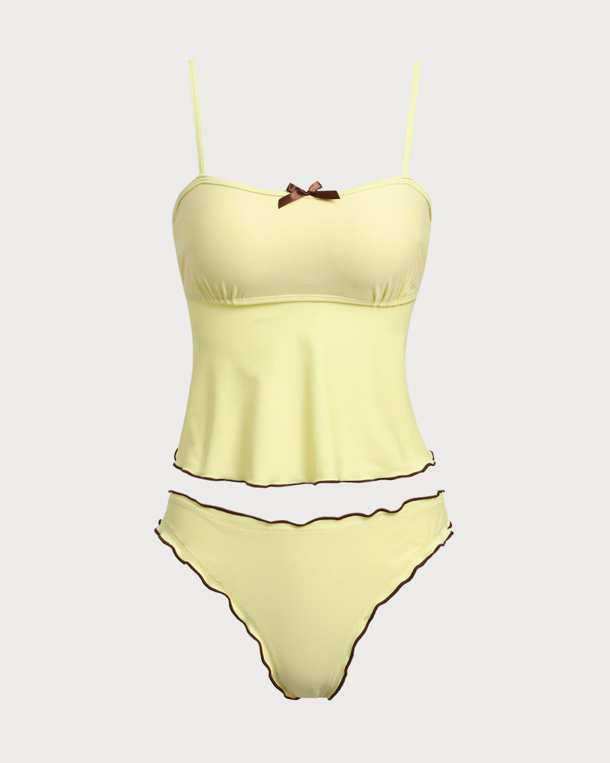 Sarı Kontrast Tankini Mayo
