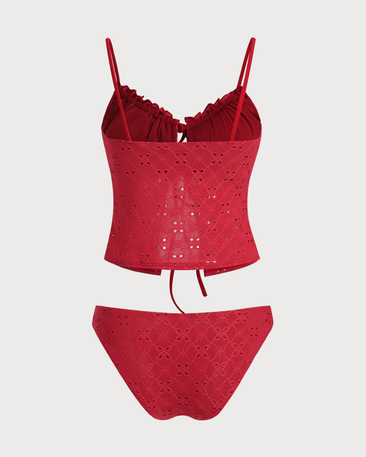 Gül Kırmızısı İçi Boş Tankini Tankini Seti