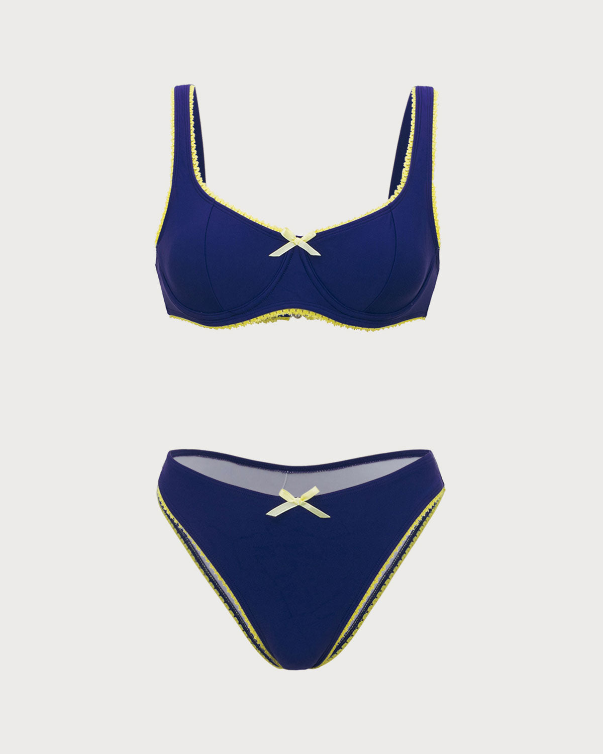 Mavi Dantel Kontrast Balenli Bikini Takımı