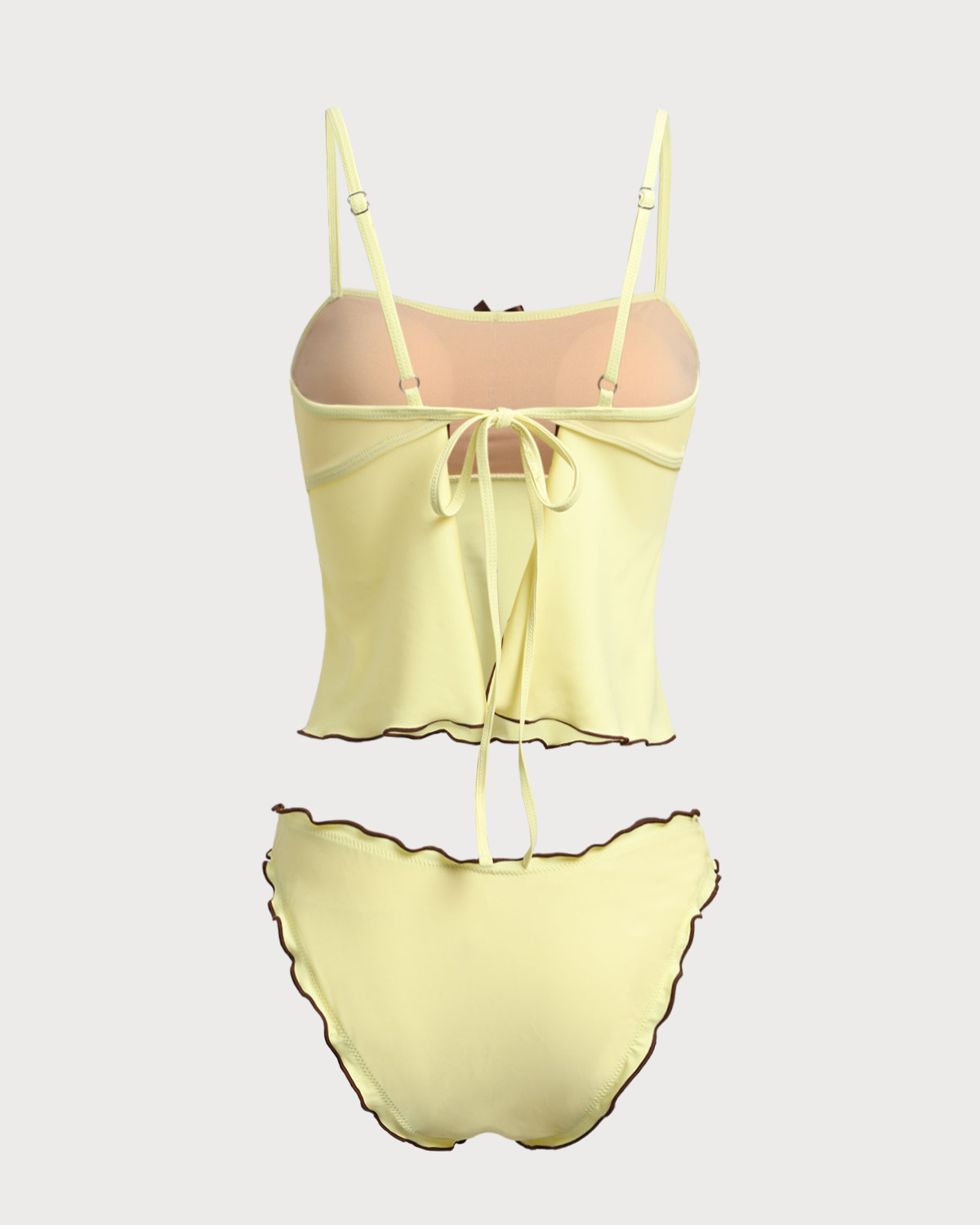 Sarı Kontrast Tankini Mayo