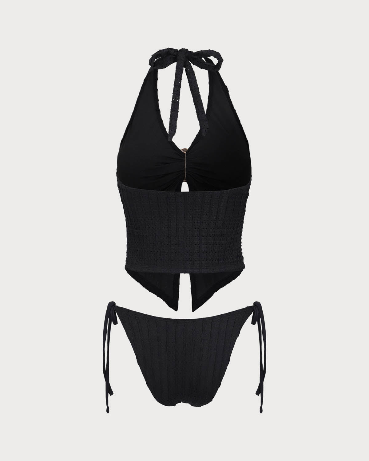 Siyah Kesikli O-Ring Tankini Mayo