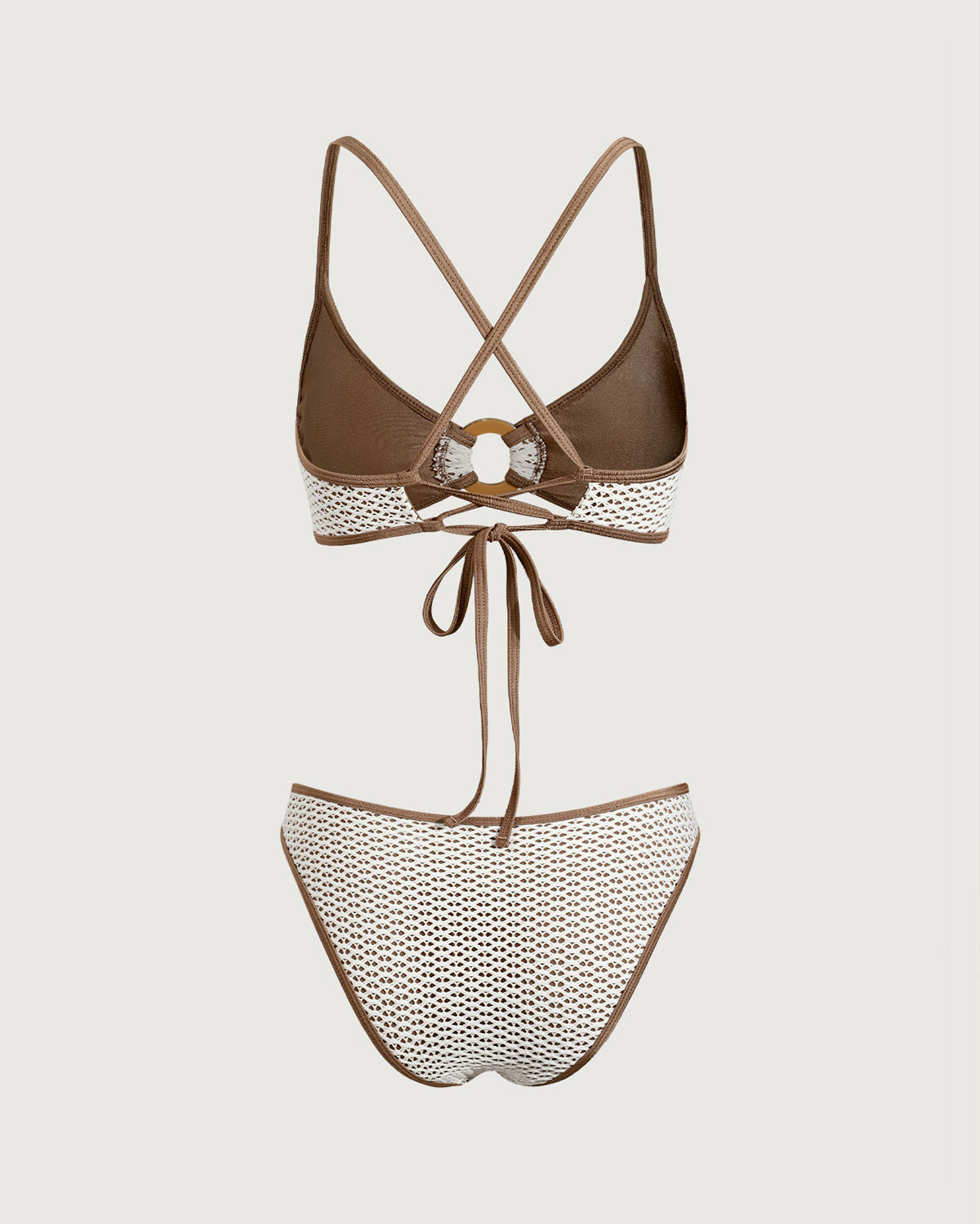 Kahverengi Kontrast O-Ring Bikini Takımı