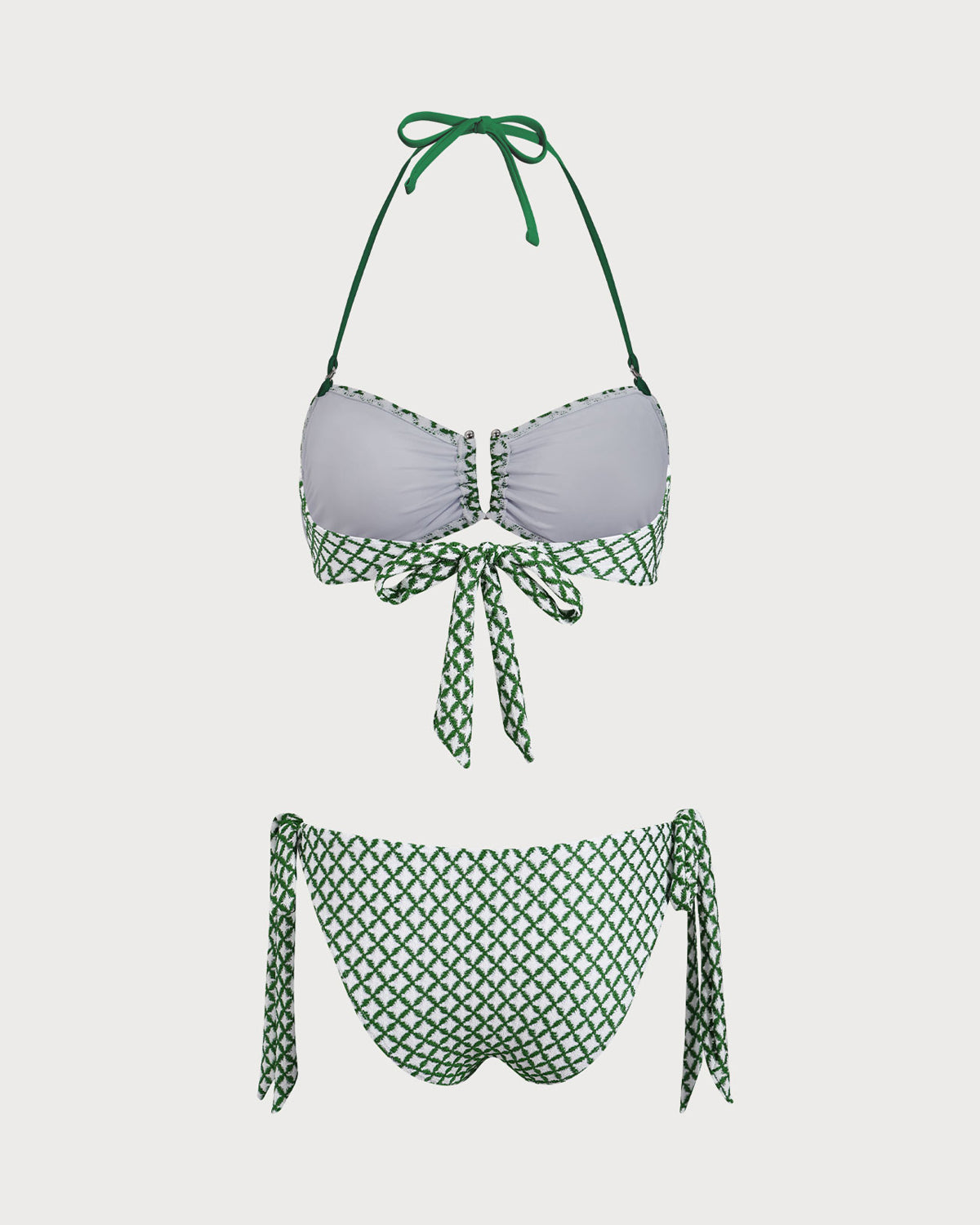 Yeşil Ekose Kontrast Bikini Takımı