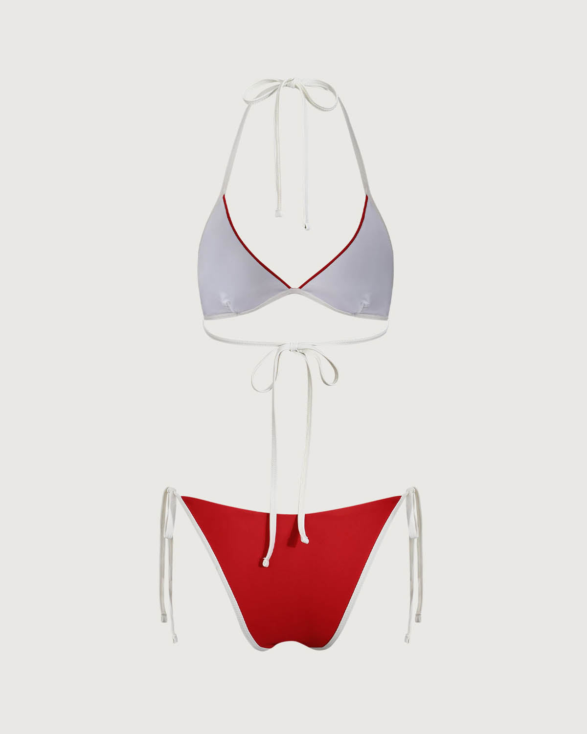 Kırmızı Kontrast Askılı Üçgen Bikini Takımı