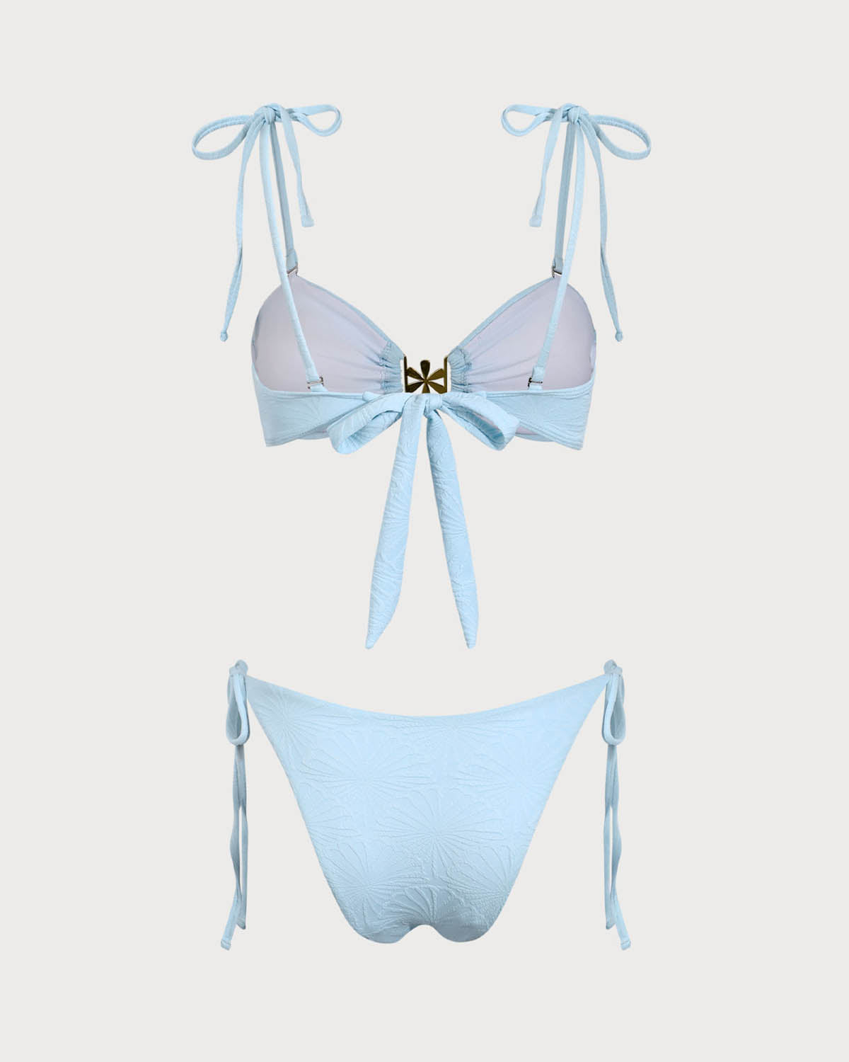 Mavi Dokulu Bağcıklı Bikini Takımı