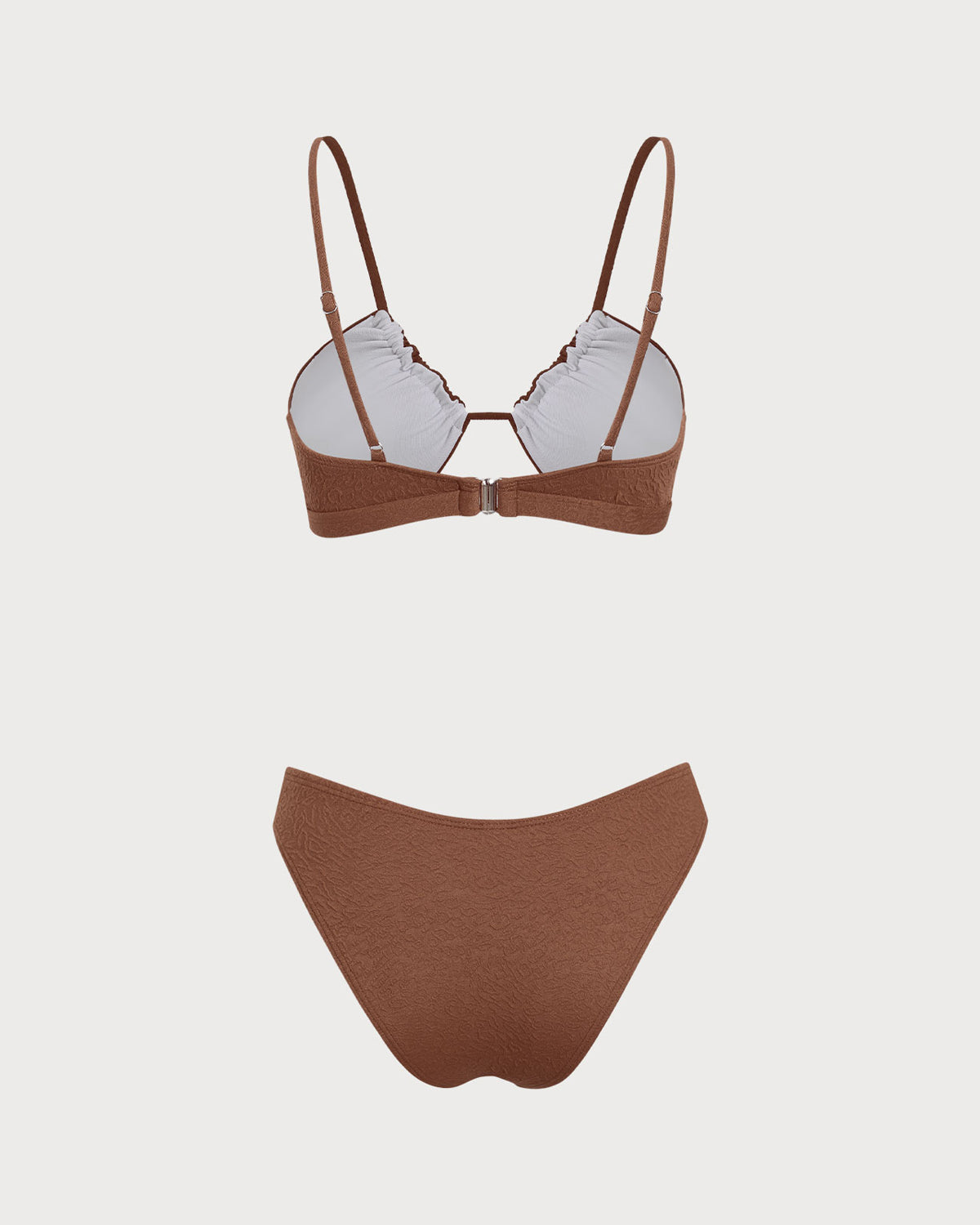 Kahverengi Leopar Desenli Büzgülü Bikini Takımı