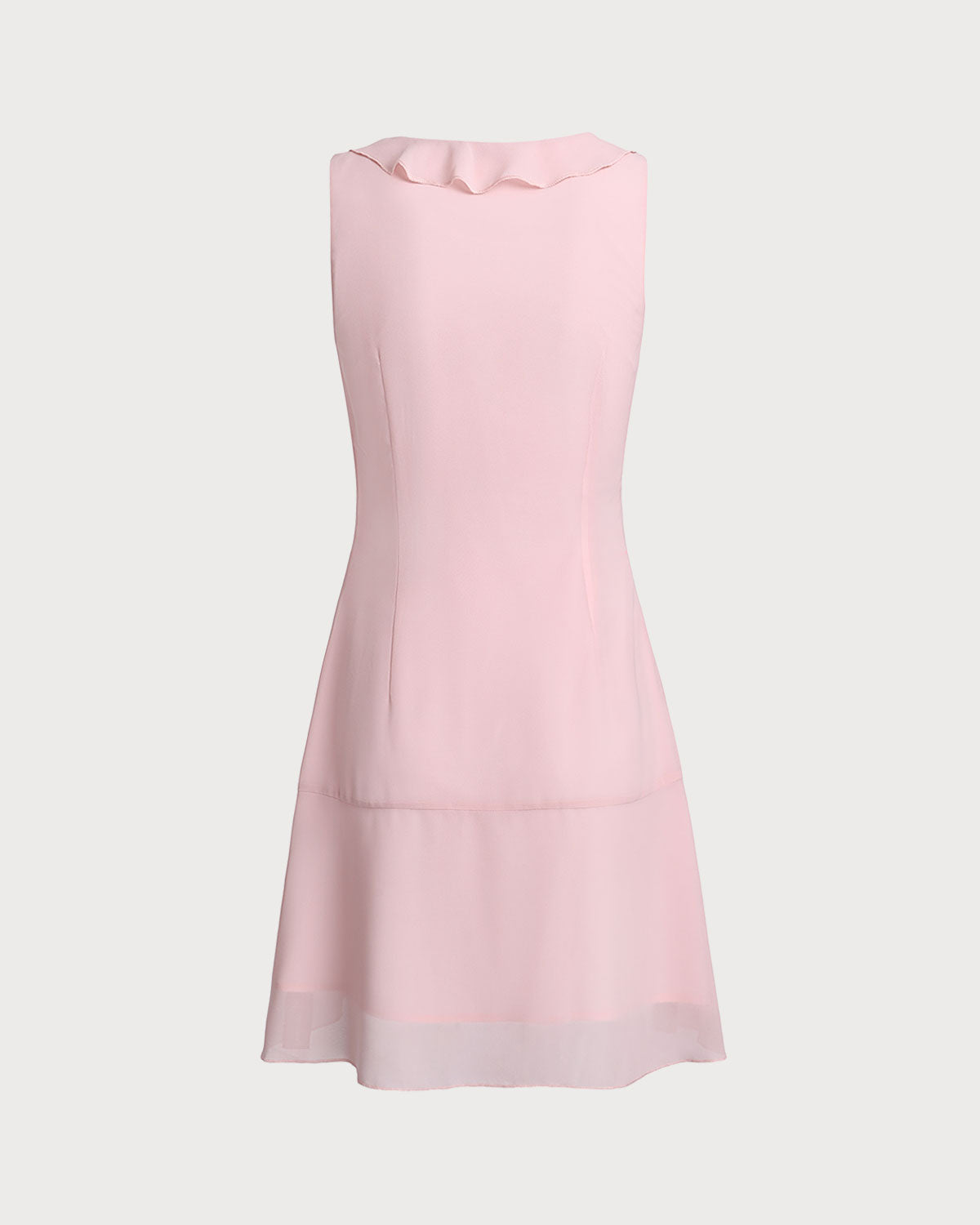 Pembe Volanlı Kolsuz Mini Elbise