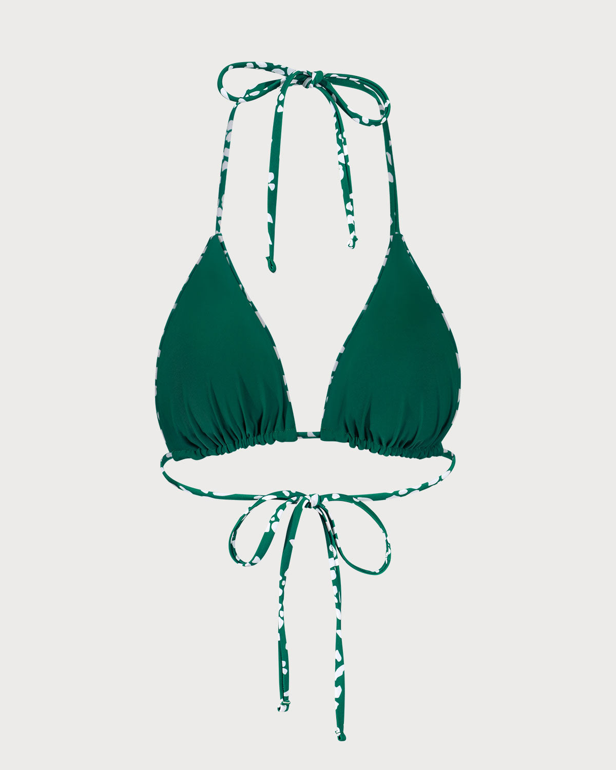 Yeşil Çift Taraflı Çiçek Desenli Üçgen Bikini Üstü
