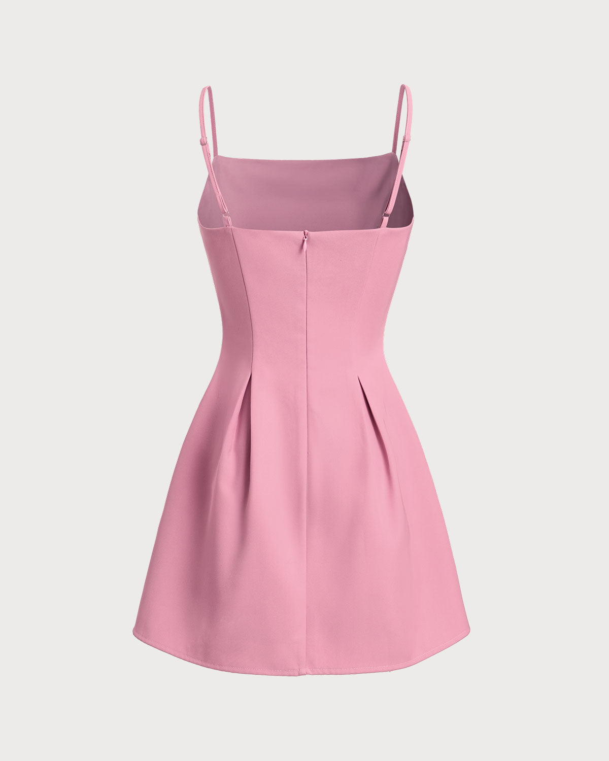 Pembe Kare Yakalı Mini Elbise