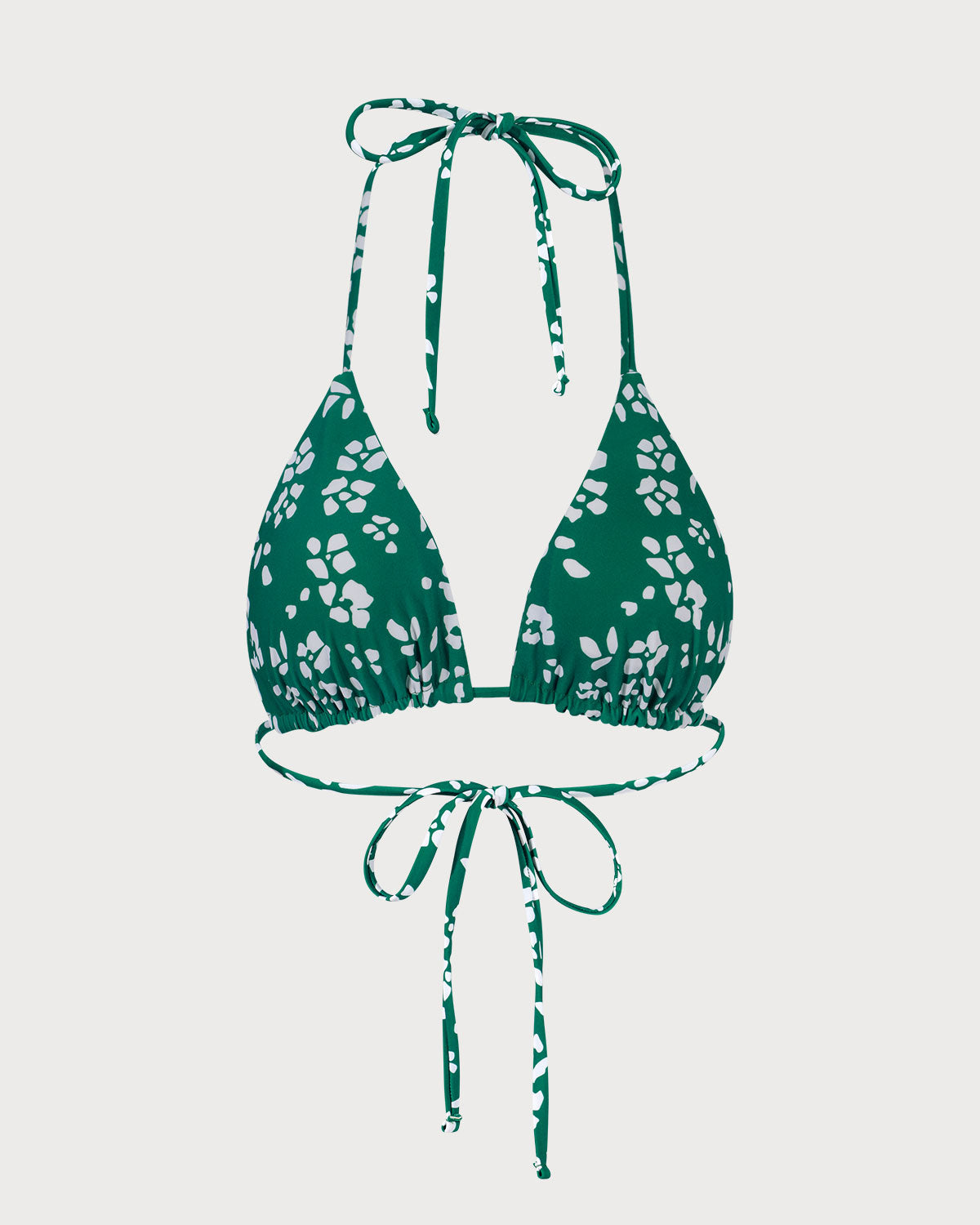 Yeşil Çift Taraflı Çiçek Desenli Üçgen Bikini Üstü