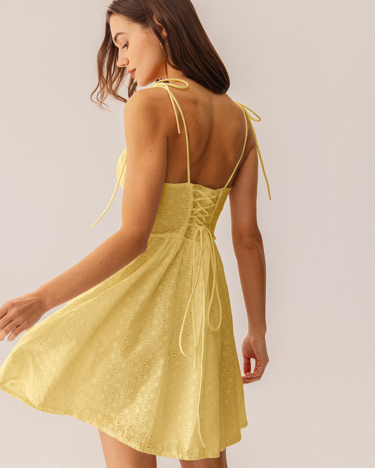 Sarı Büzgülü Korse Mini Elbise