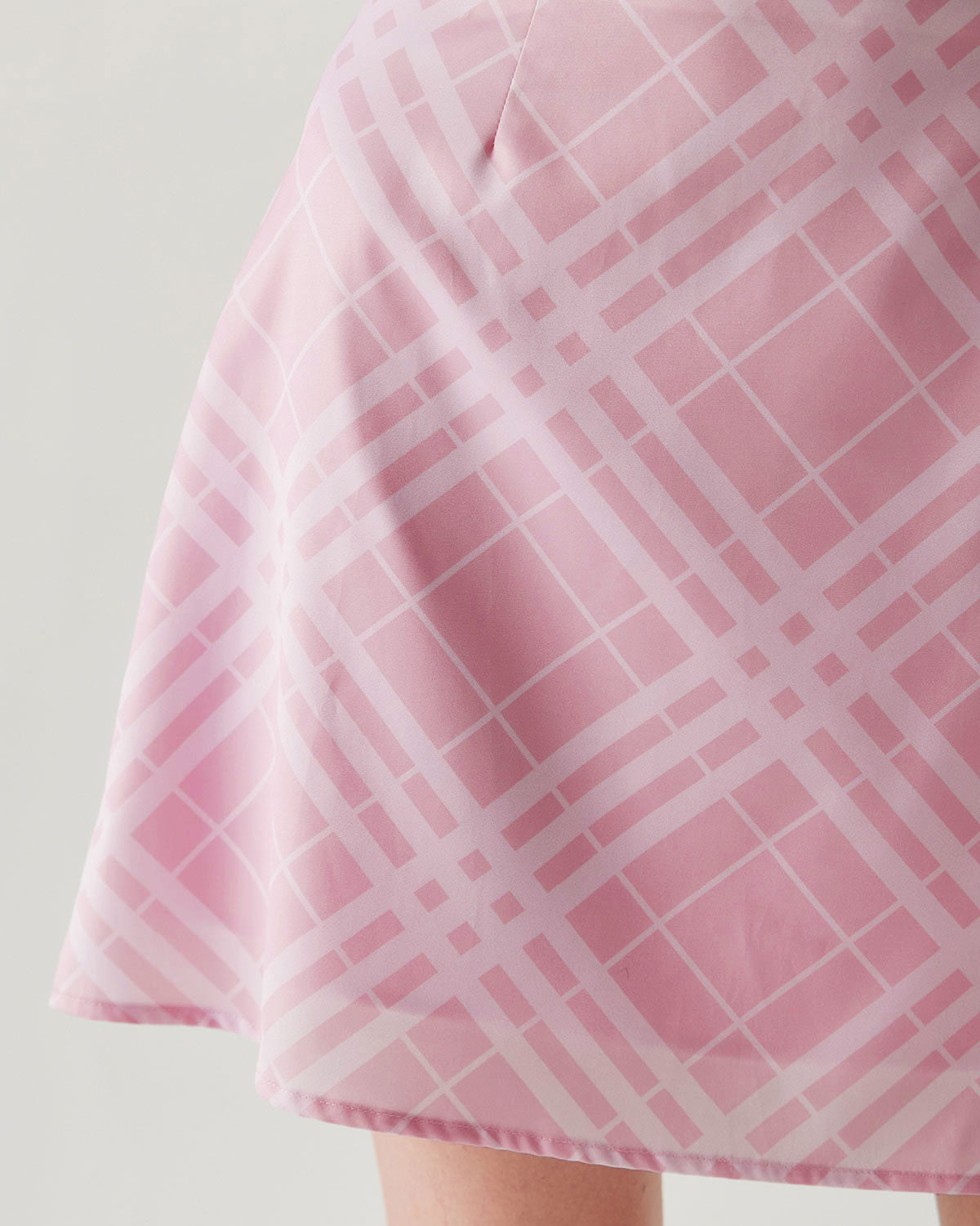 Pembe Ekose A Kesim Mini Etek