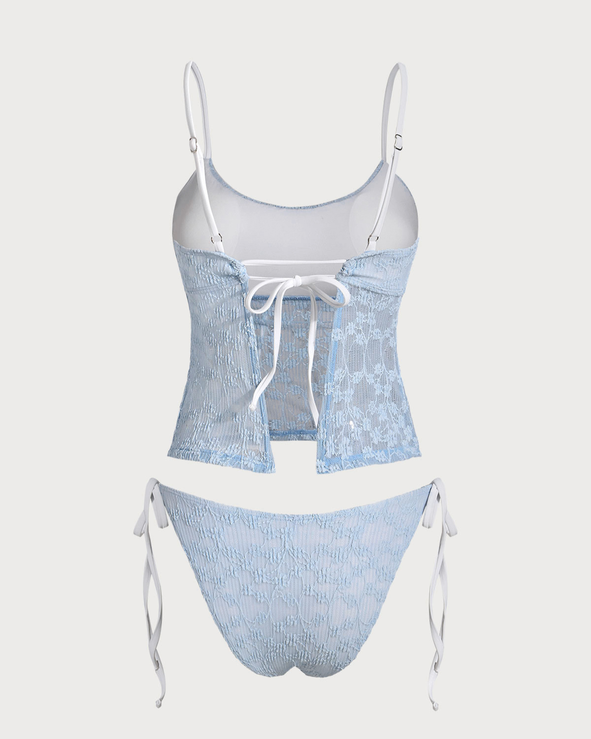 Mavi Dantel Kontrast Tankini Mayo
