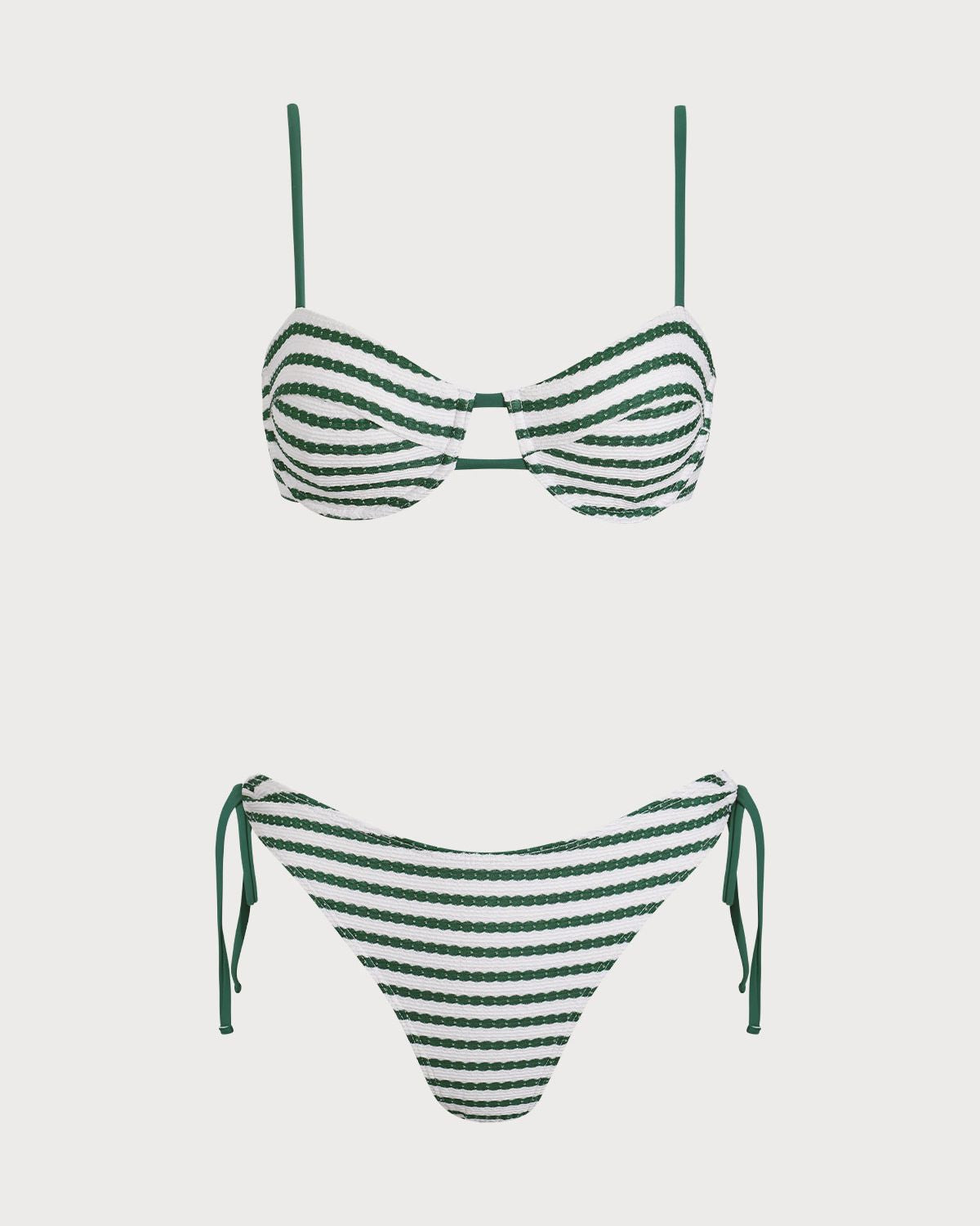 Yeşil Çizgili Balenli Bikini Takımı