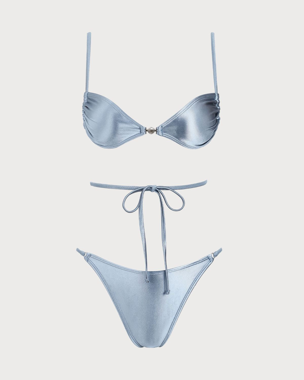 Mavi Simli Düğümlü Bikini Takımı
