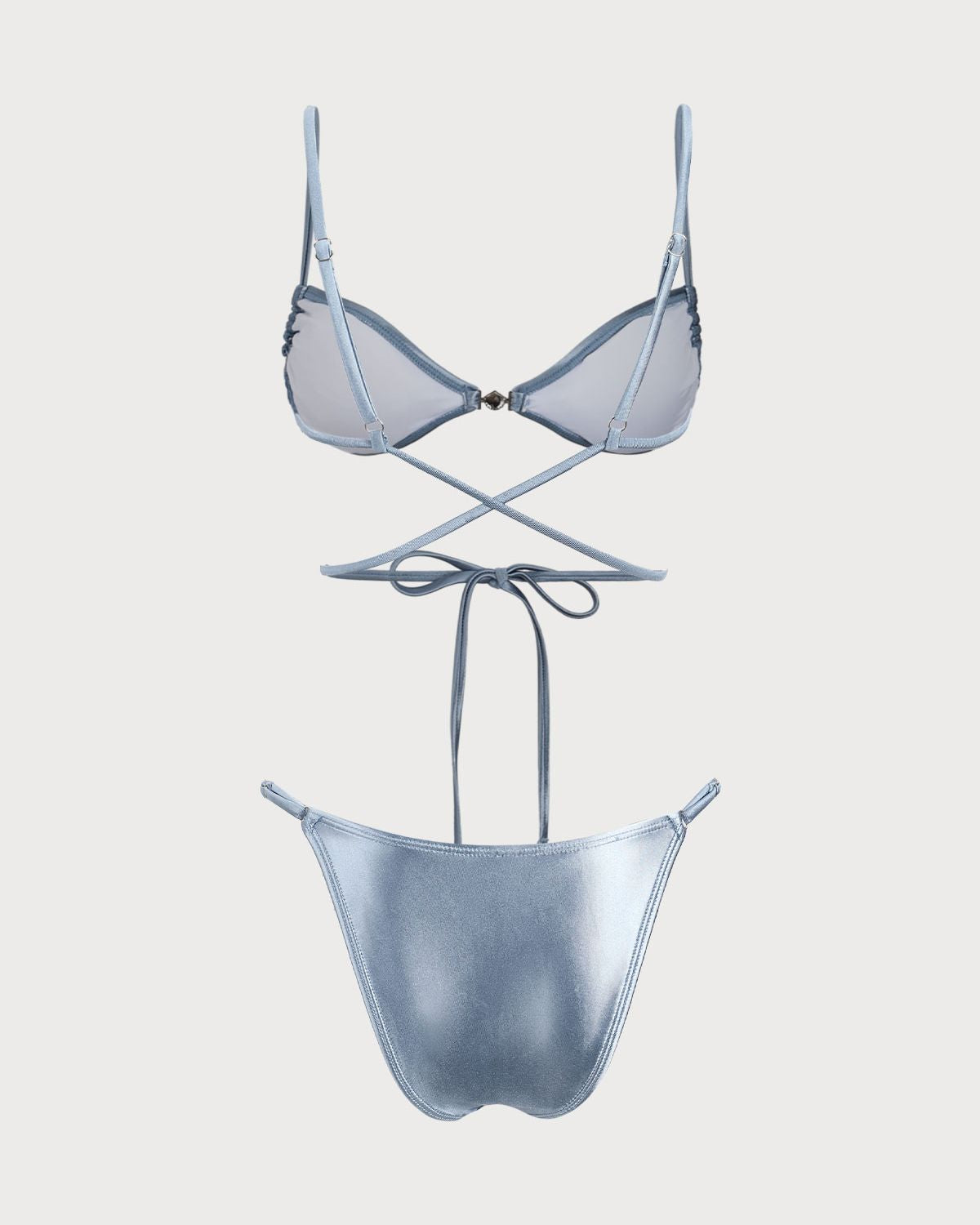 Mavi Simli Düğümlü Bikini Takımı
