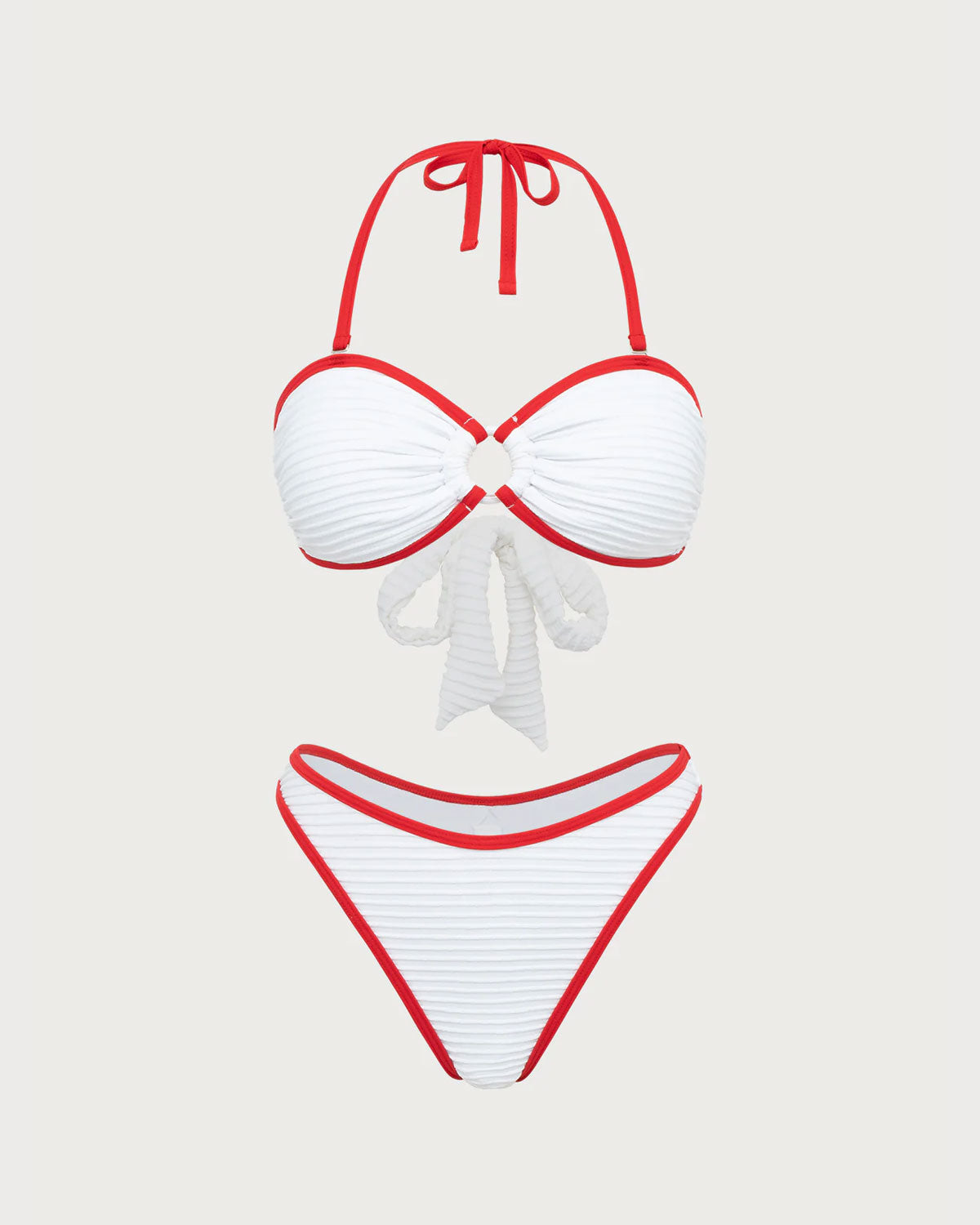 Beyaz Kontrast Kesimli Bikini Takımı