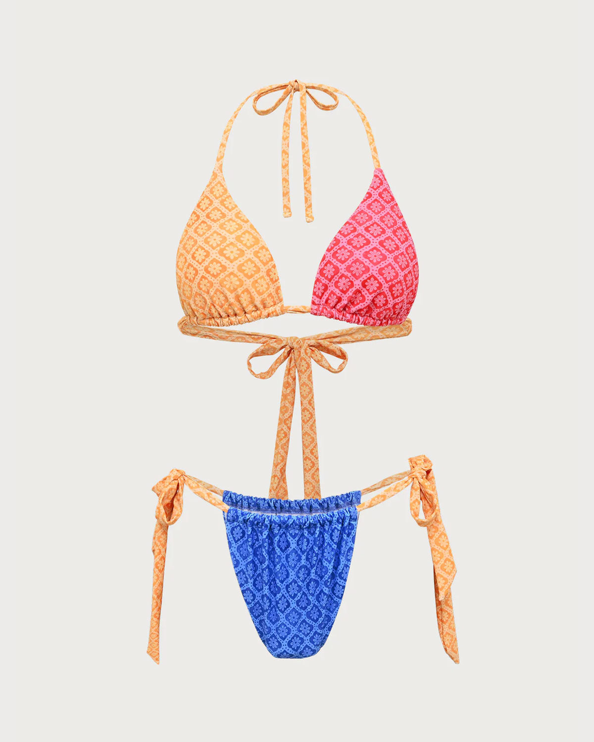 Üç Renkli Üçgen Bikini Takımı