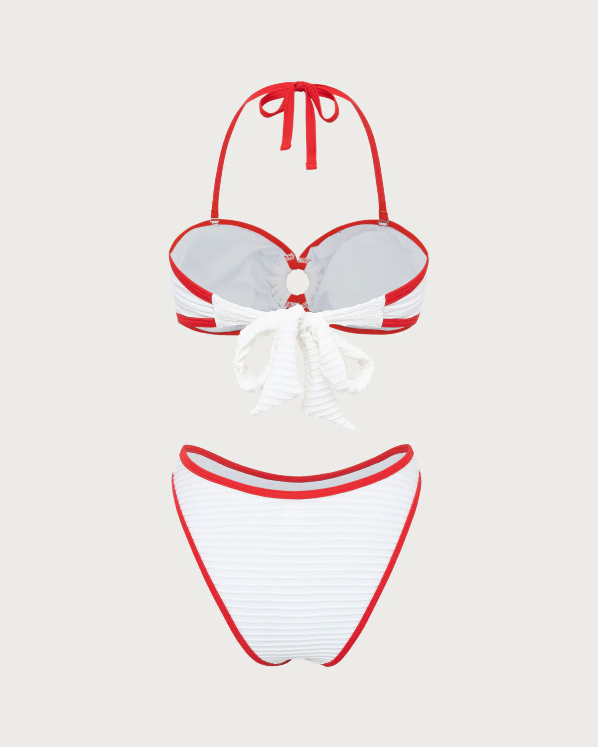 Beyaz Kontrast Kesimli Bikini Takımı