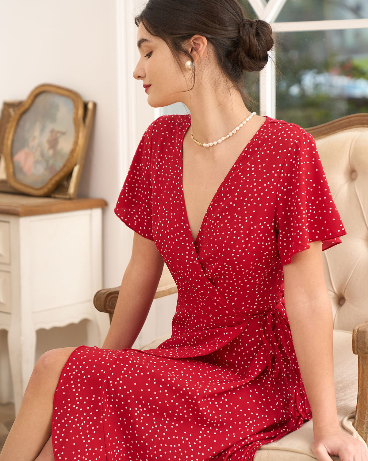 Polka Dot Volanlı Elbise