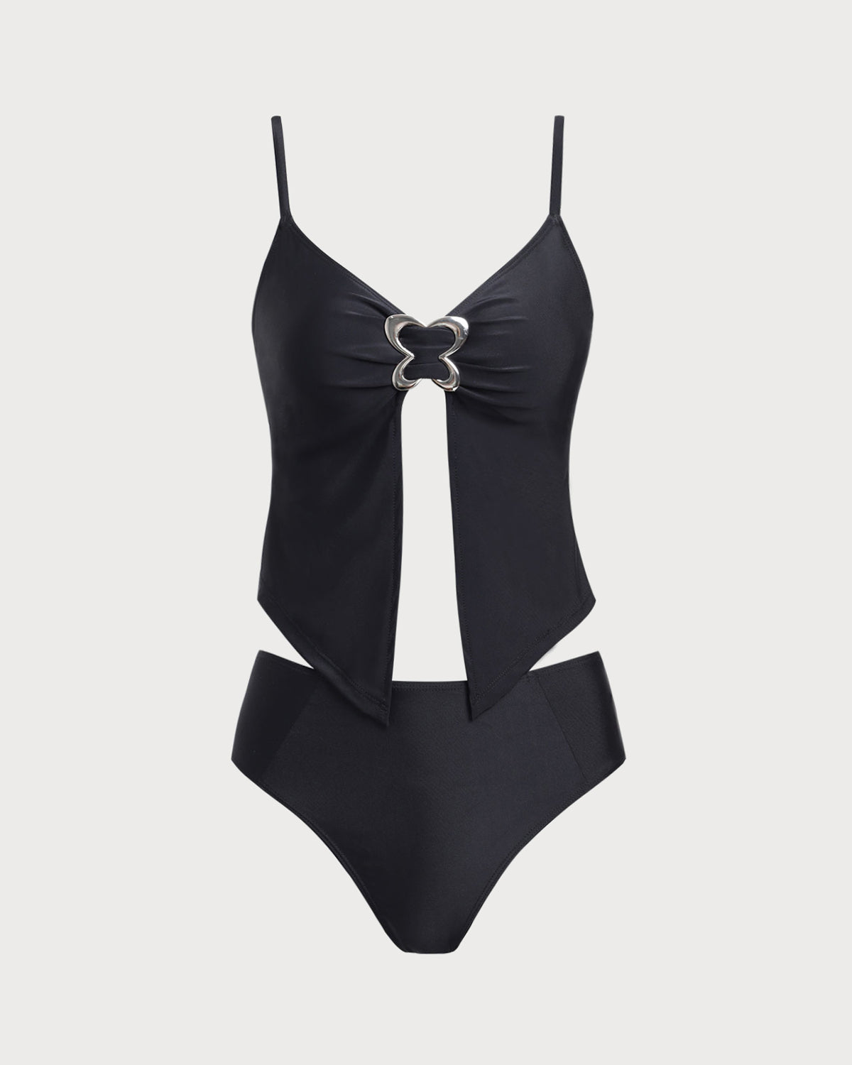 Siyah V Yaka O-Ring Tankini Mayo