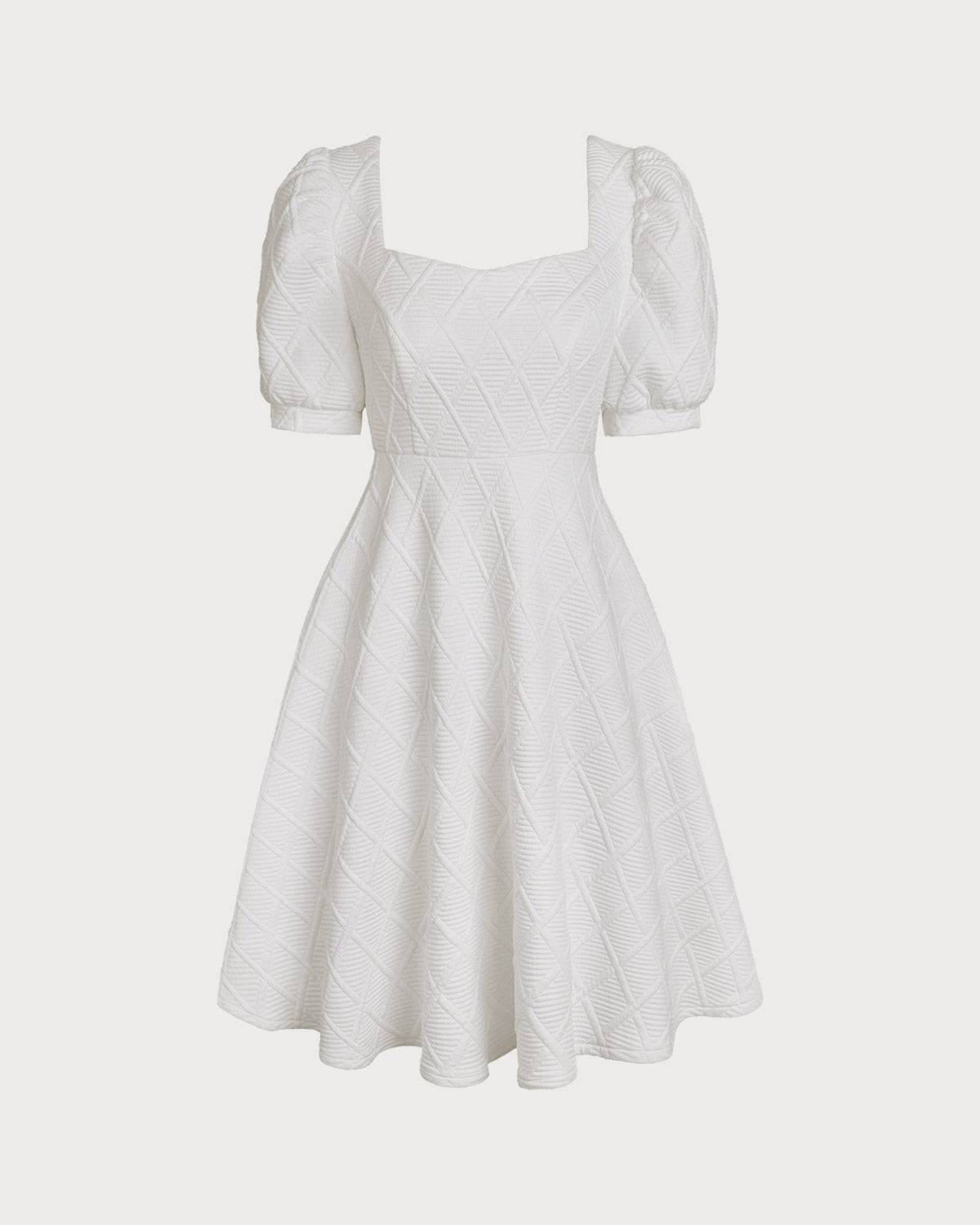 Düz Dokulu Puf Kollu Mini Elbise