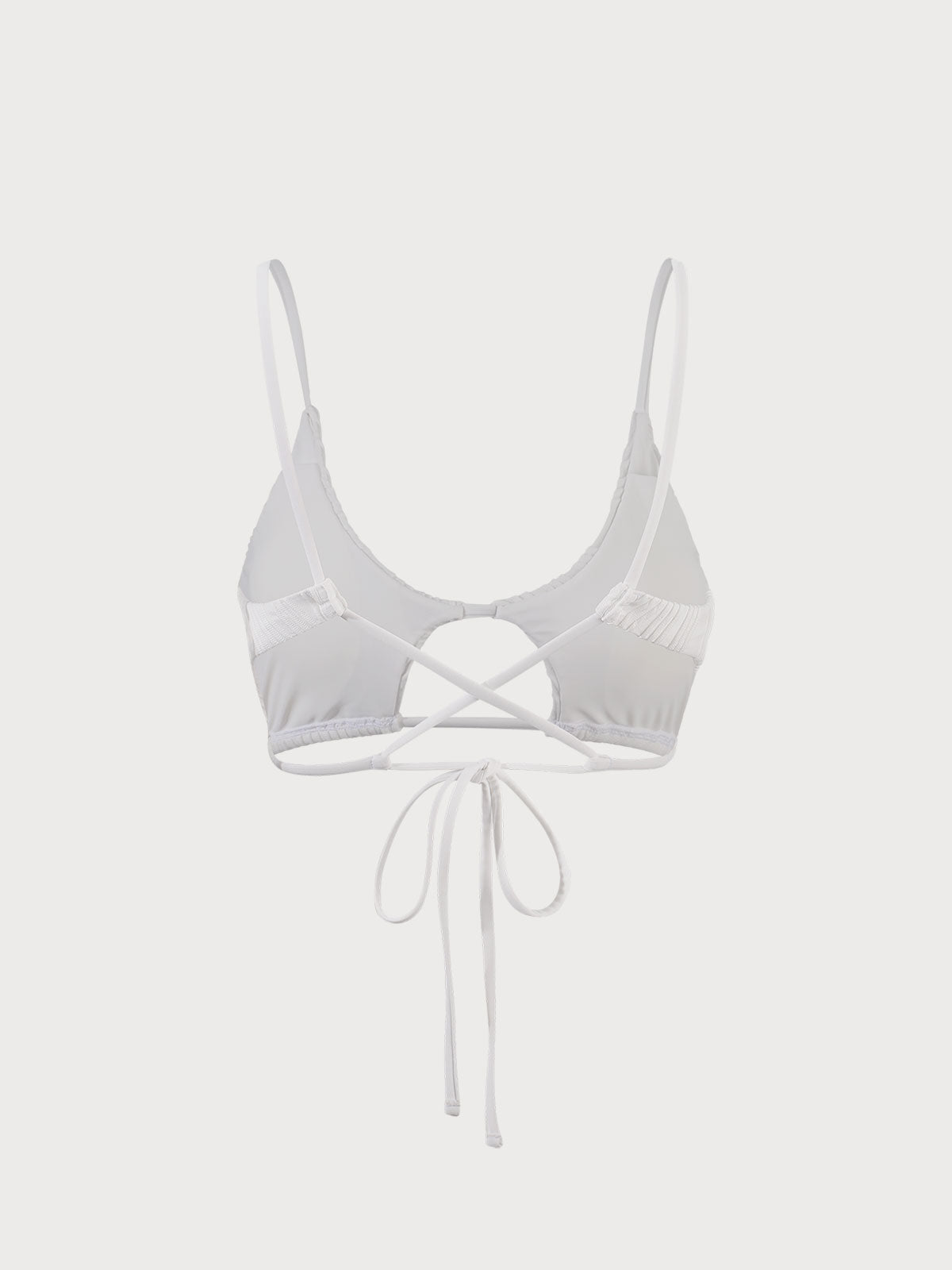 Beyaz Su Dalgası Kesimli Bikini Üstü