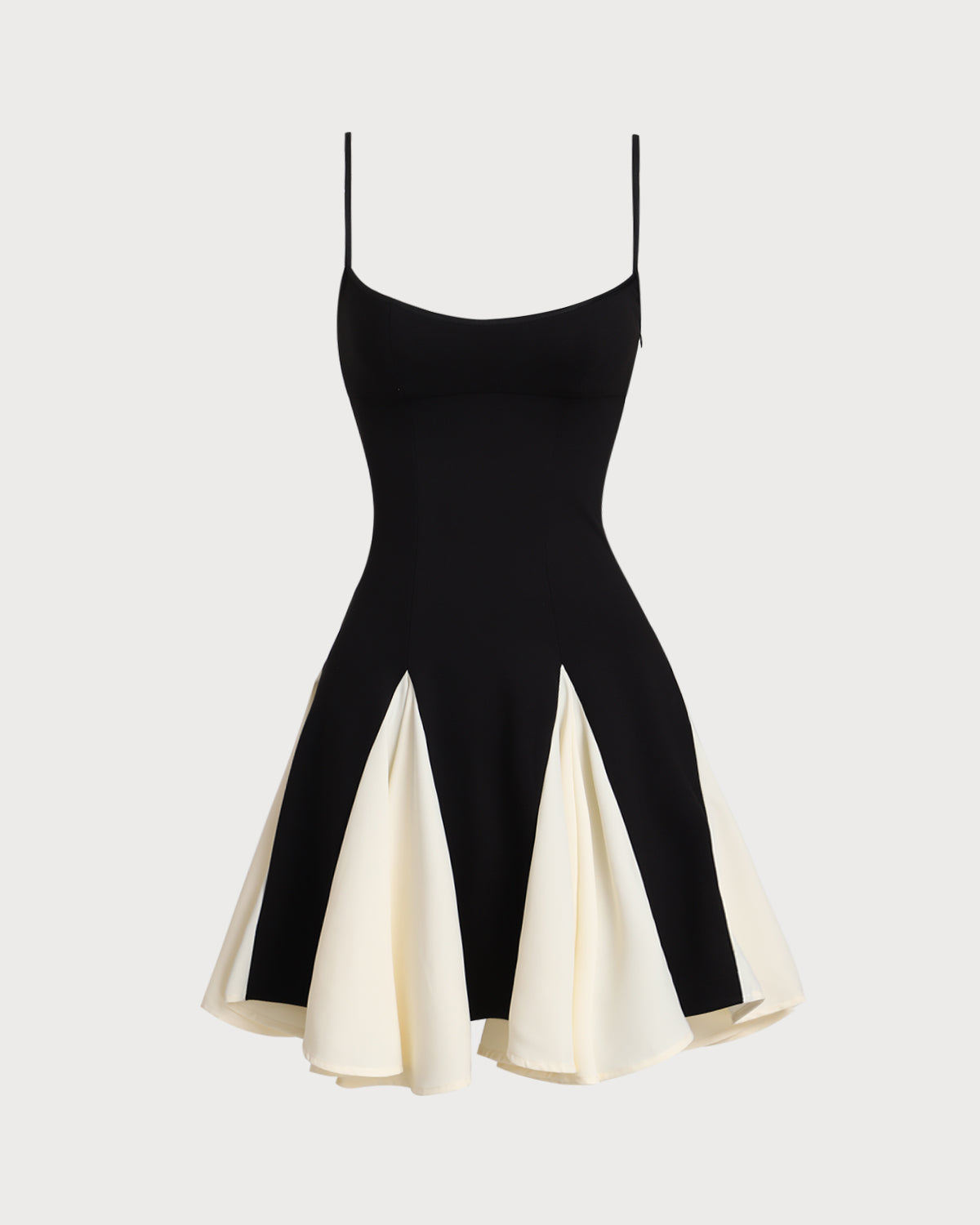 Siyah Kontrast Slip Mini Elbise