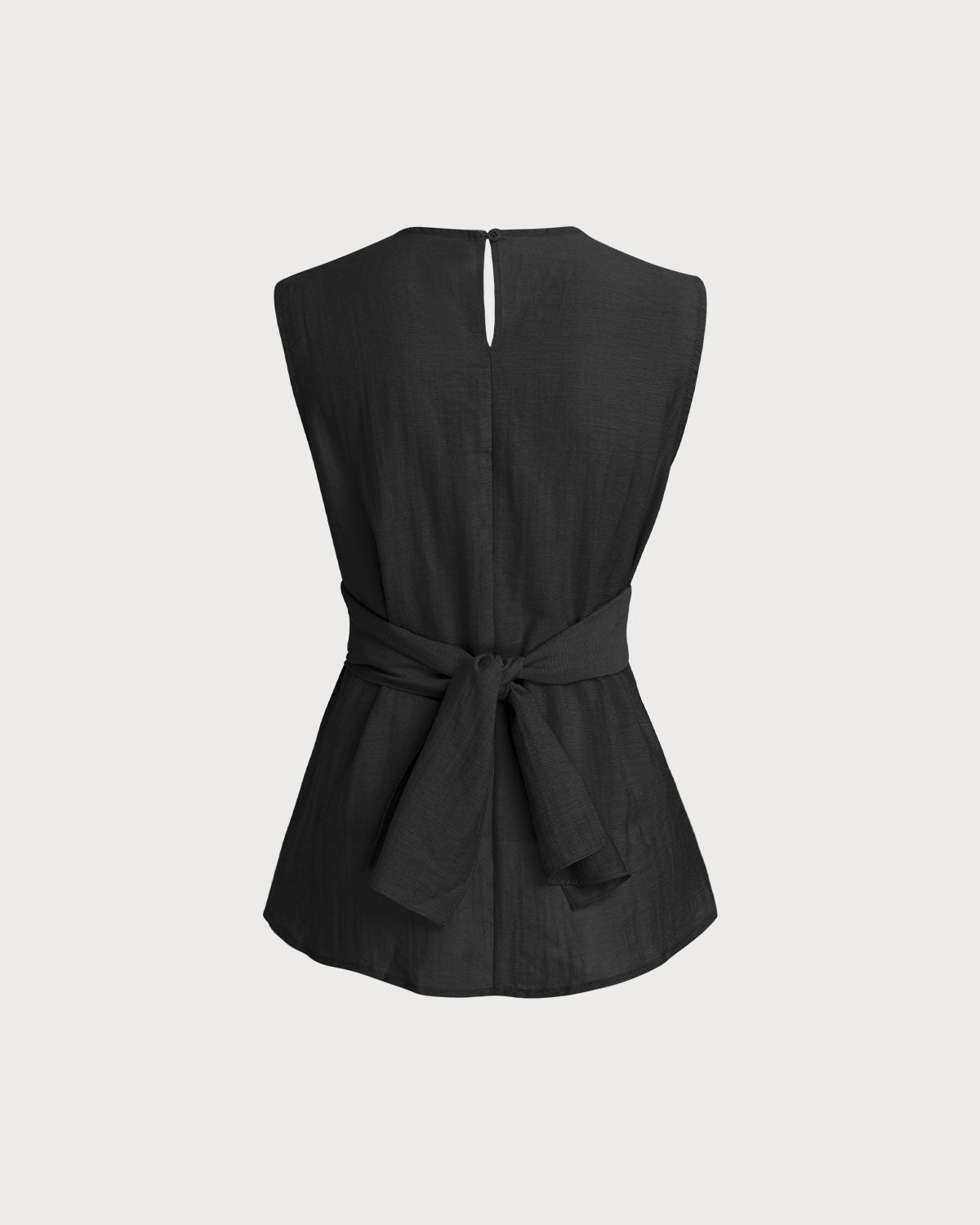 Siyah Yuvarlak Yakalı Sarma Tank Top