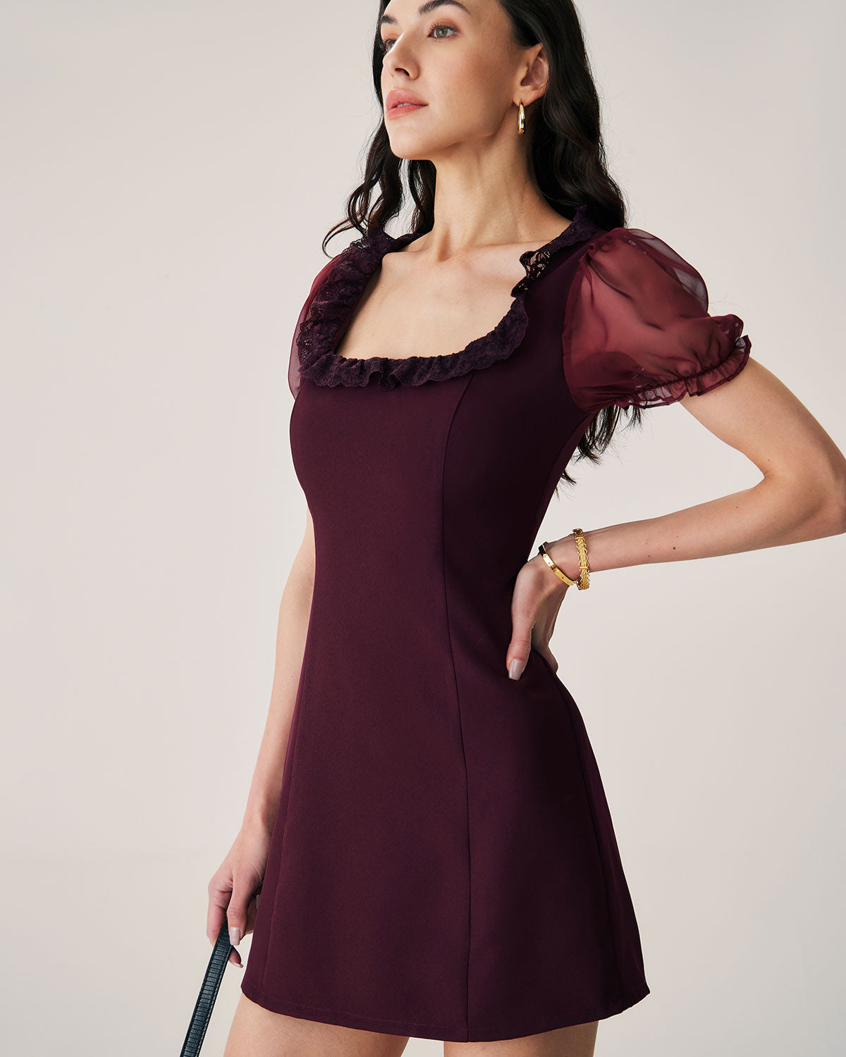 Kırmızı Dantelli Mini Elbise