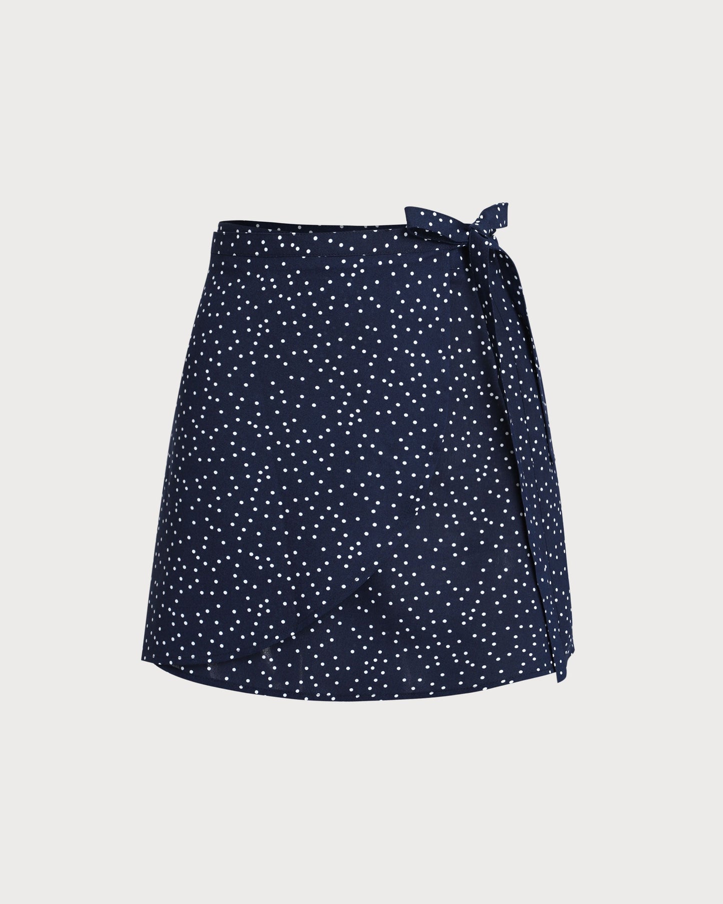 Lacivert Polka Dot Wrap Mini Etek