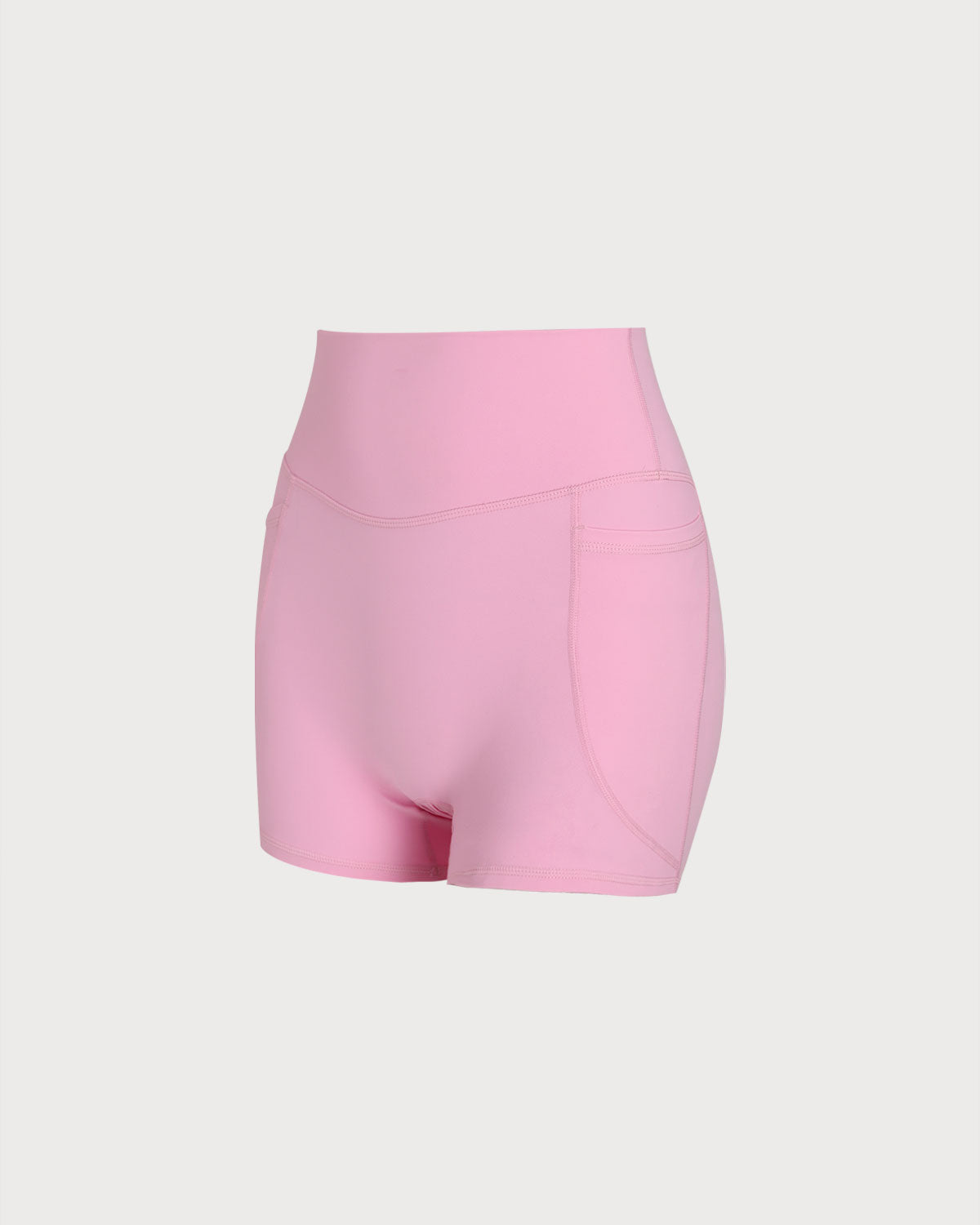Pembe Cepli Yüksek Bel Yoga Şortu