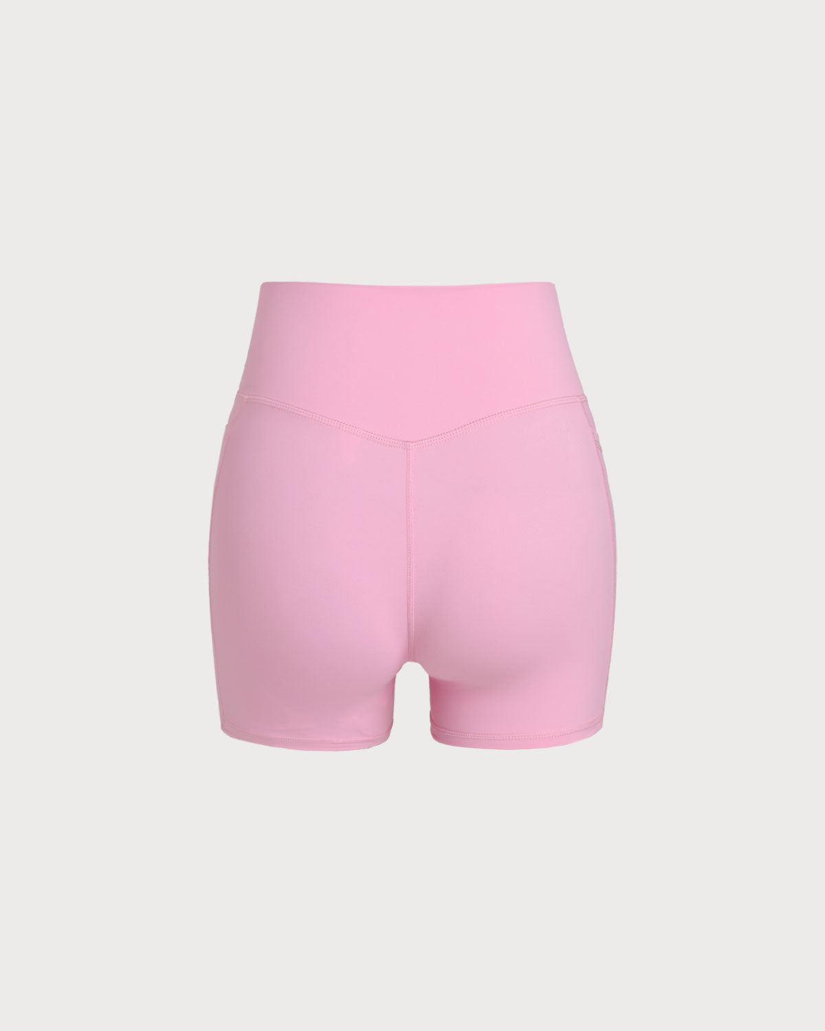 Pembe Cepli Yüksek Bel Yoga Şortu