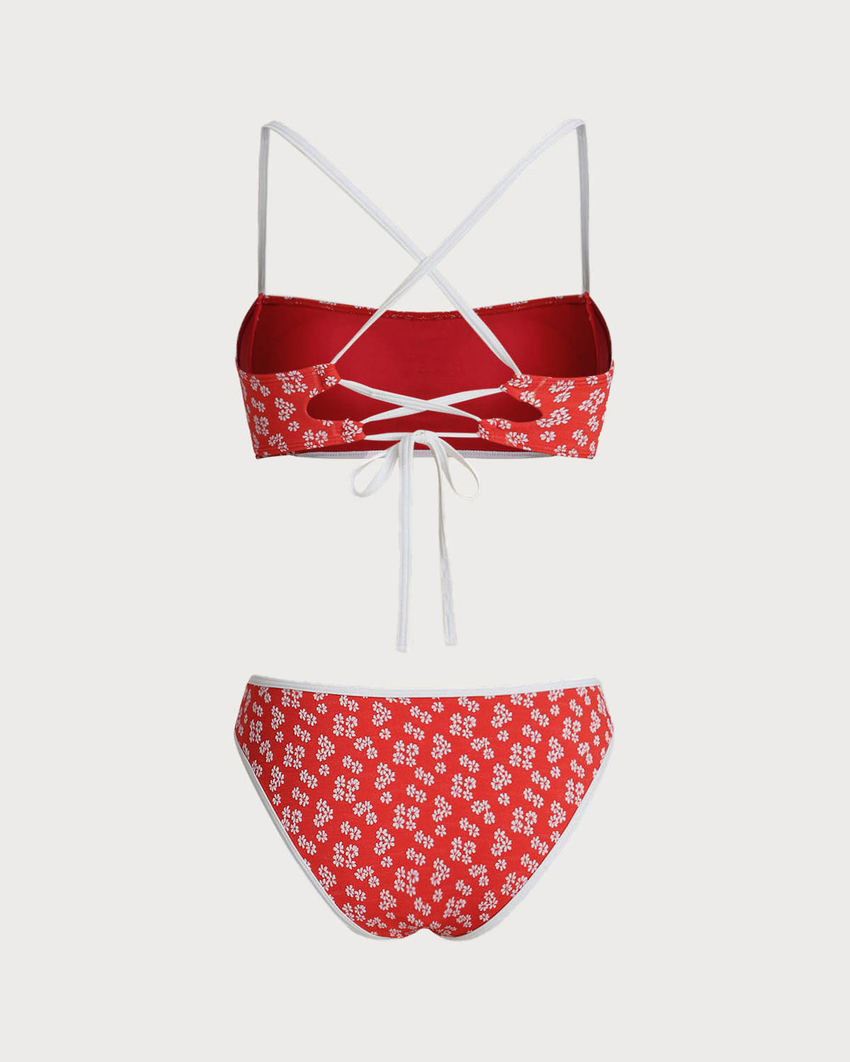 Kırmızı Çiçekli Bralet Bikini Takımı