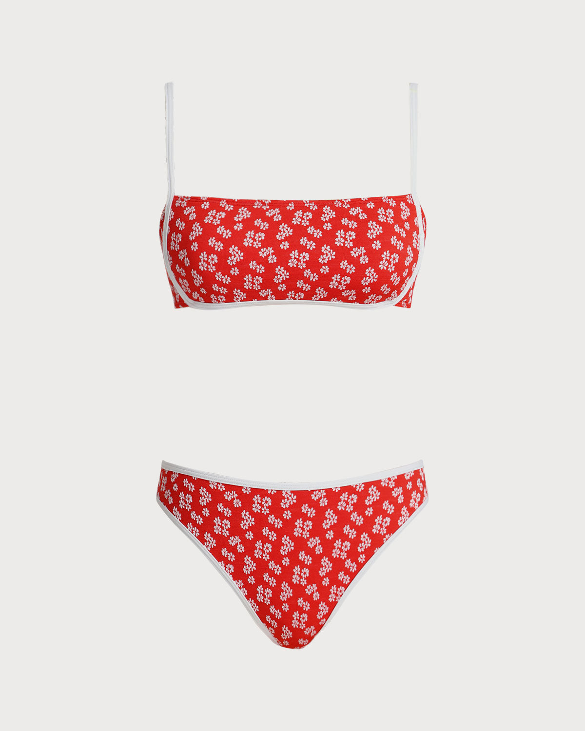 Kırmızı Çiçekli Bralet Bikini Takımı