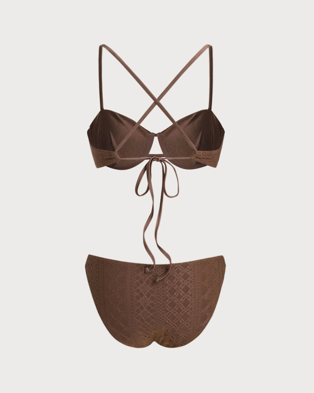 Kahverengi Dokulu Balenli Bikini Takımı