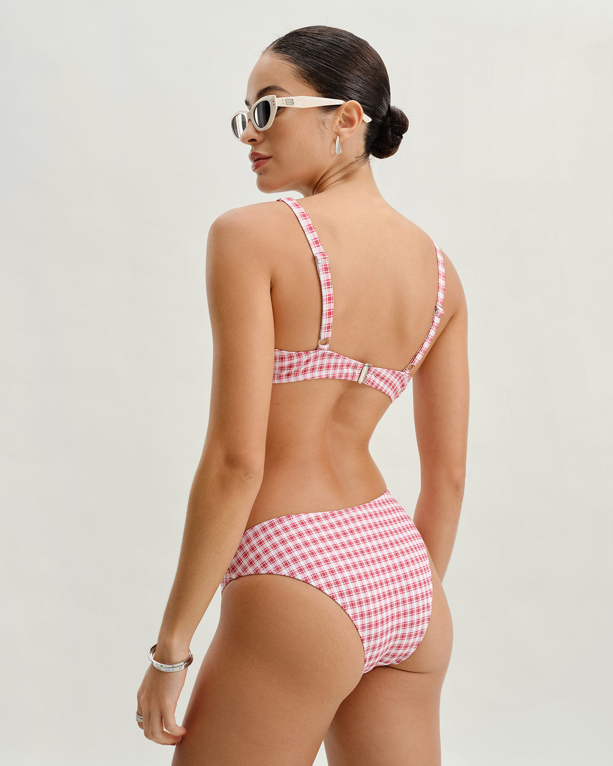 Kırmızı Ekose Balenli Bikini Takımı