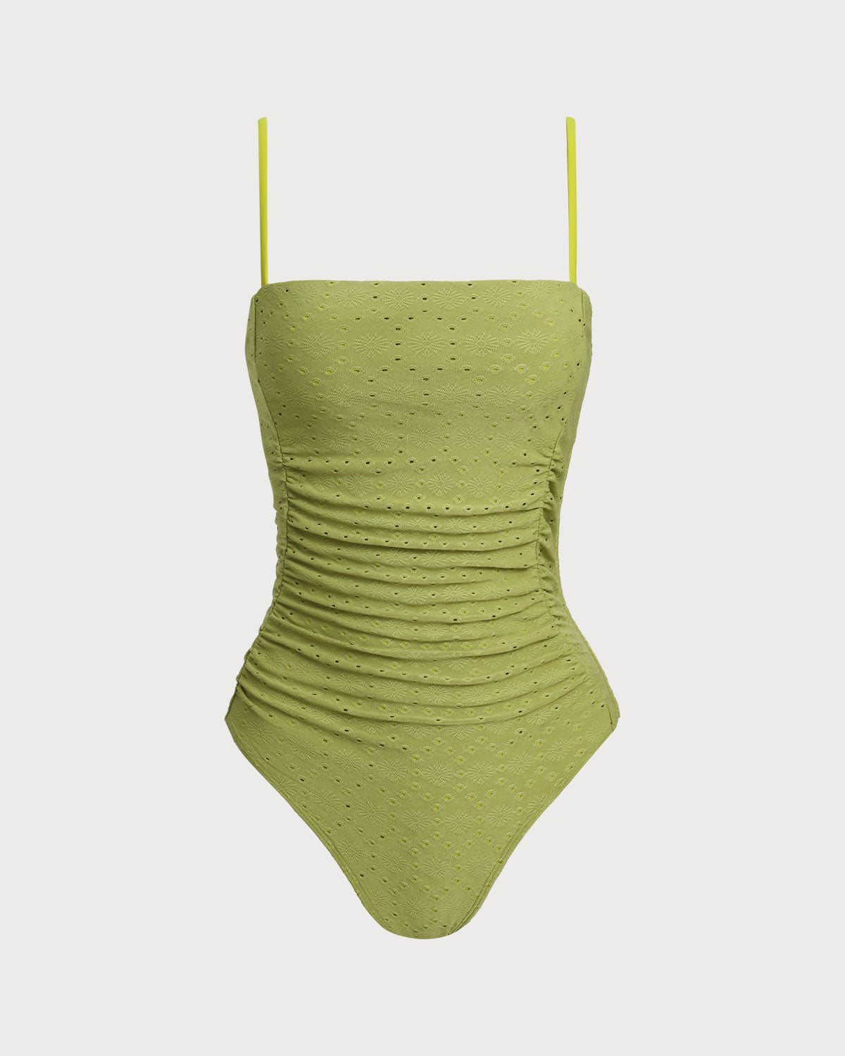 Yeşil Jakarlı Bralet Tek Parça Mayo