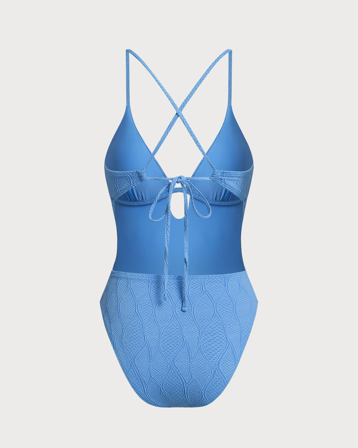 Mavi Dokulu Bralet Tek Parça Mayo